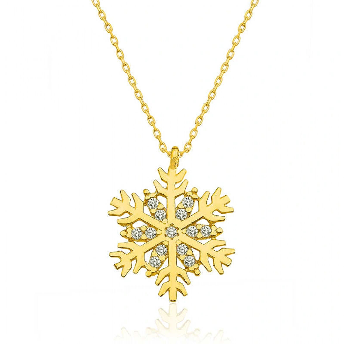 ​925 Ayar Gümüş Gold Kar Tanesi Kadın Gümüş Kolye T4971 (599599)