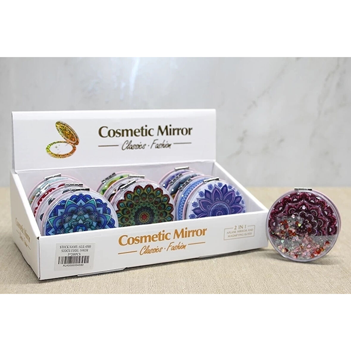 Mandala Desenli Hareketli Sulu El Aynası Alk4580