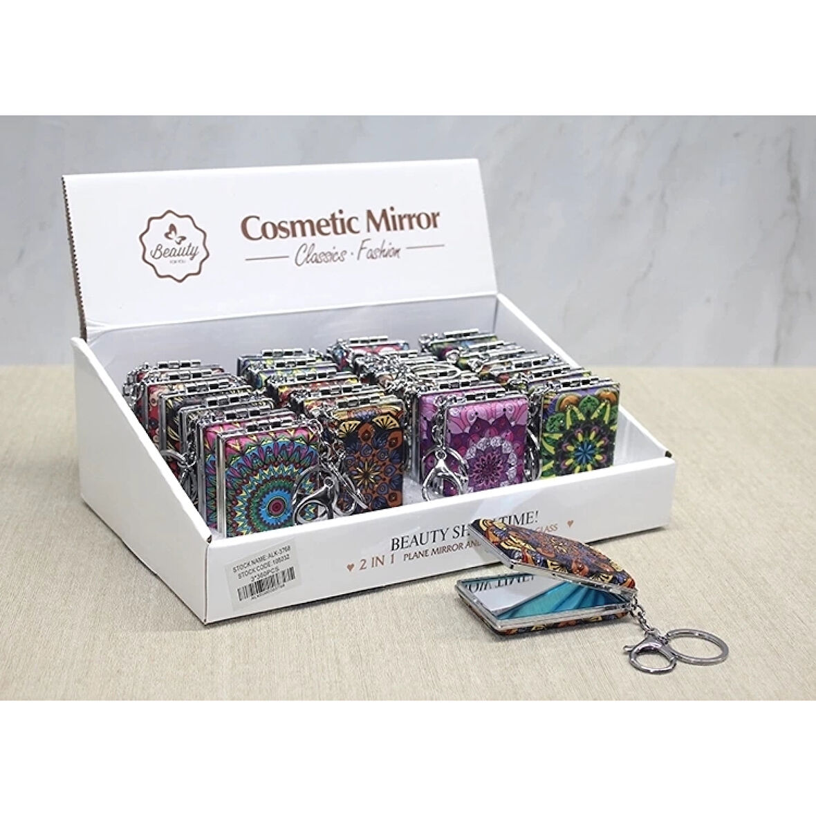 Taşlı El Aynası Anahtarlık Alk3768