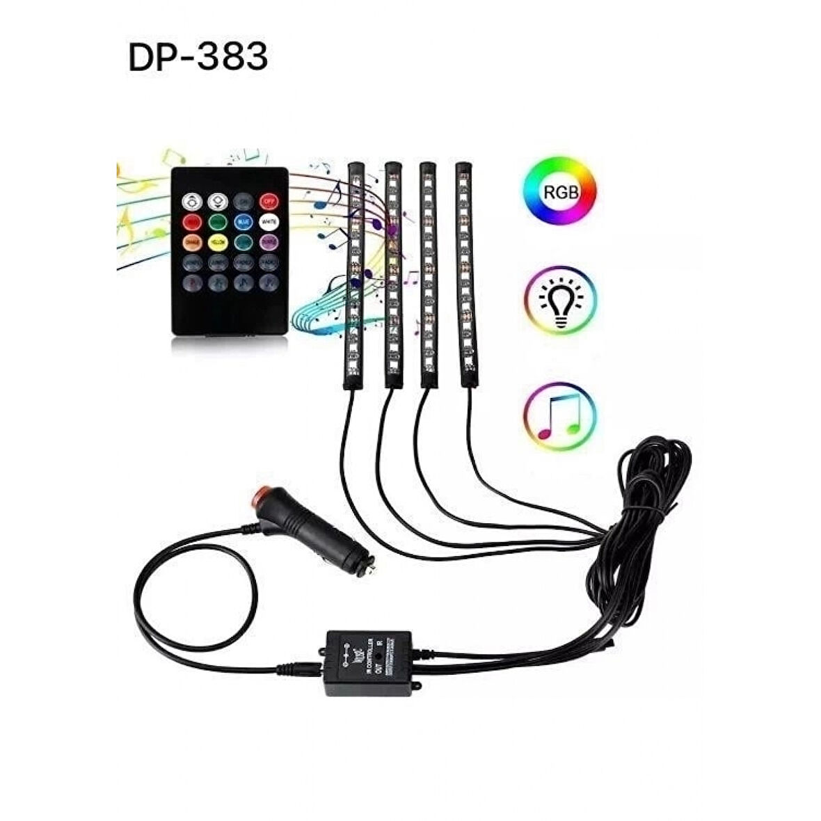 Araç İçi Ayak Altı Ses Duyarlı Şerit Led 4lü Set