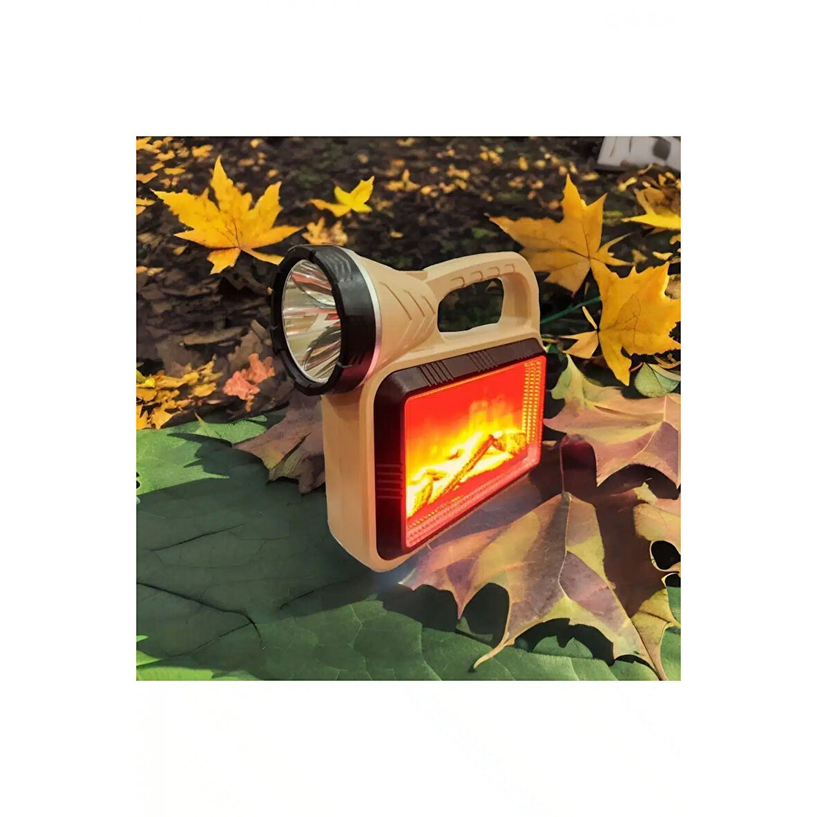 Güneş Enerjili Şömineli Çok Fonksiyonlu Çift Işık Kaynağı Usb Şarjlı Solar El Feneri