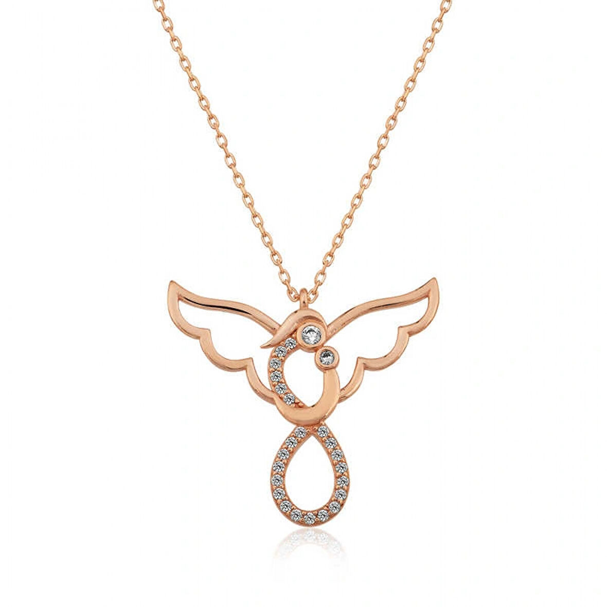 925 Ayar Gümüş Rose Melek Anne Ve Çocuk Kolye T4276 (599599)