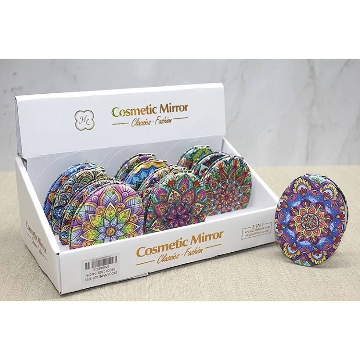 Taşlı El Aynası Oval İnce Alk3763