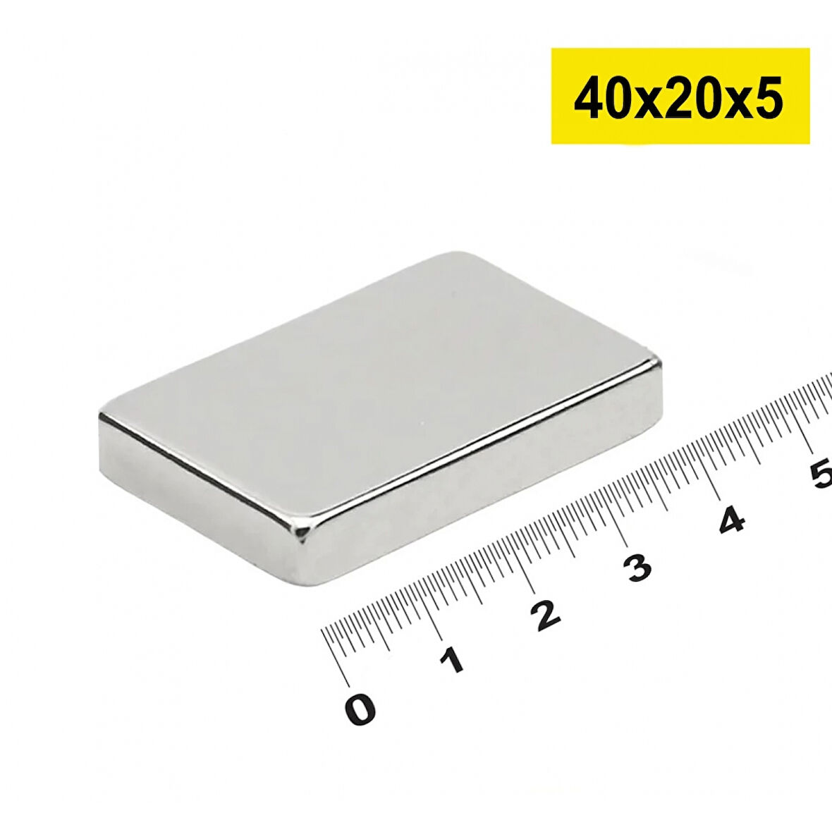 50 Adet 40x20x5mm Neodyum Magnet Güçlü N35 Mıknatıs Köşeli Nikel Kaplama