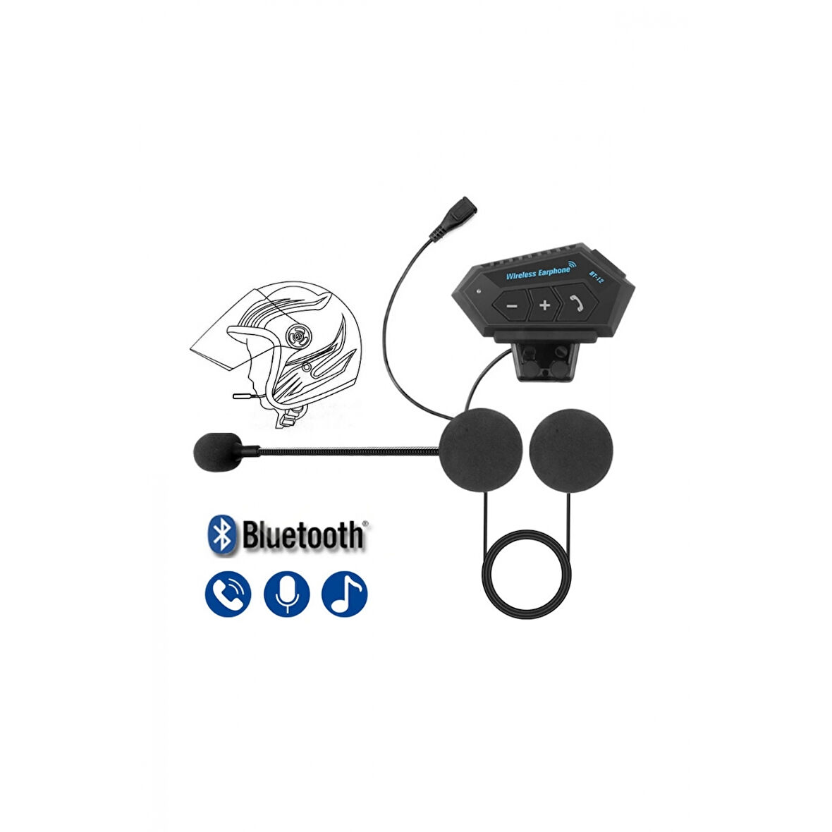 Bt12 Kask Kulaklık Bluetooth Motosiklet Kulaklık Interkom Motorsiklet Kulaklık