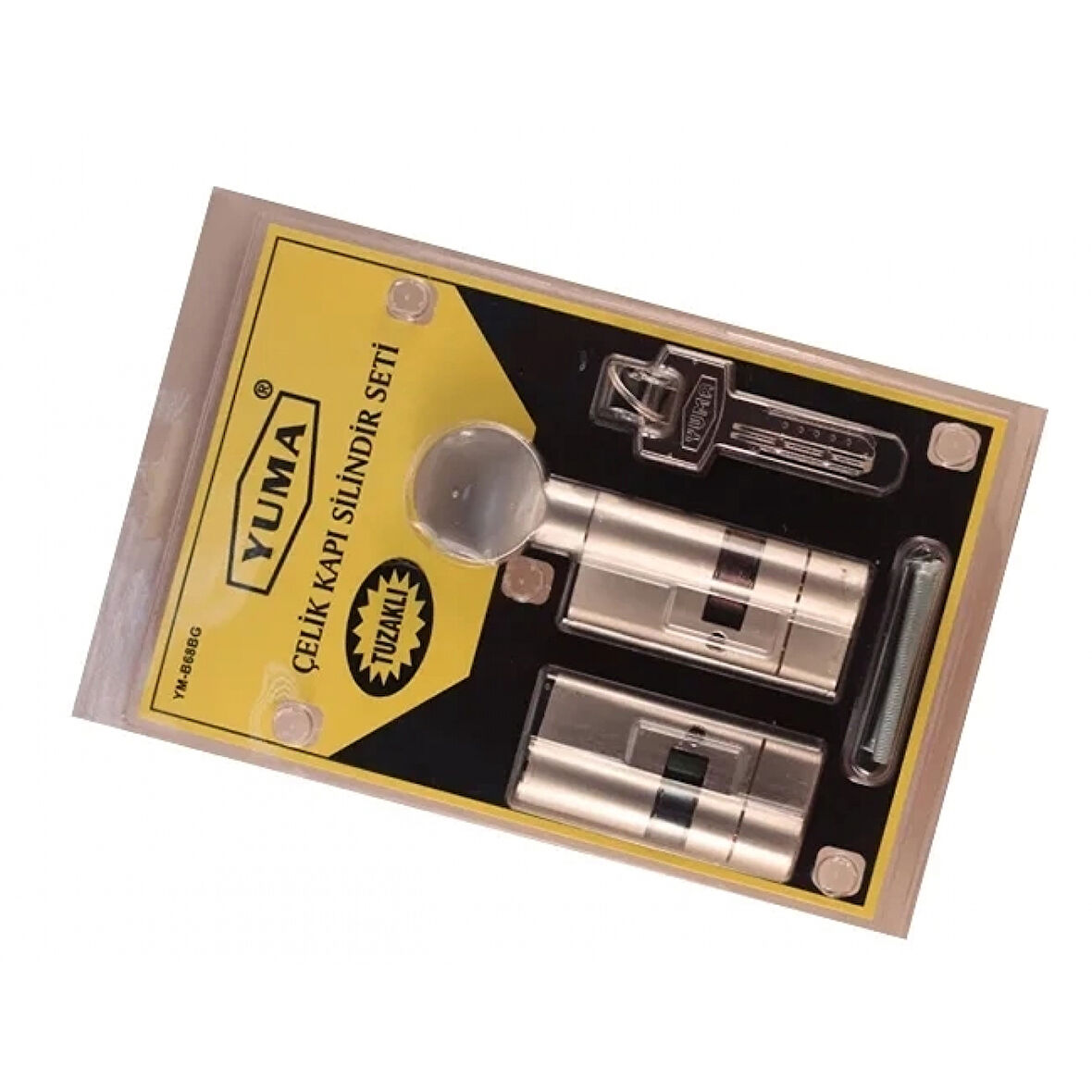 68mm Mandallı Çelik Kapı Tuzaklı Barel Seti - Saten