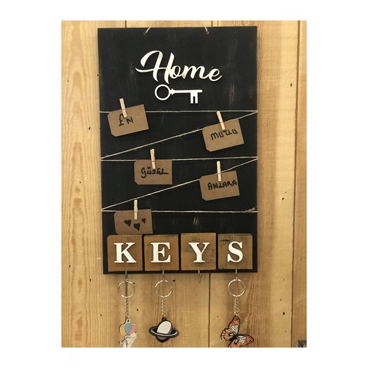 Dekoratif Home Keys Ahşap Resimlik Ve Notluk (kahverengi)