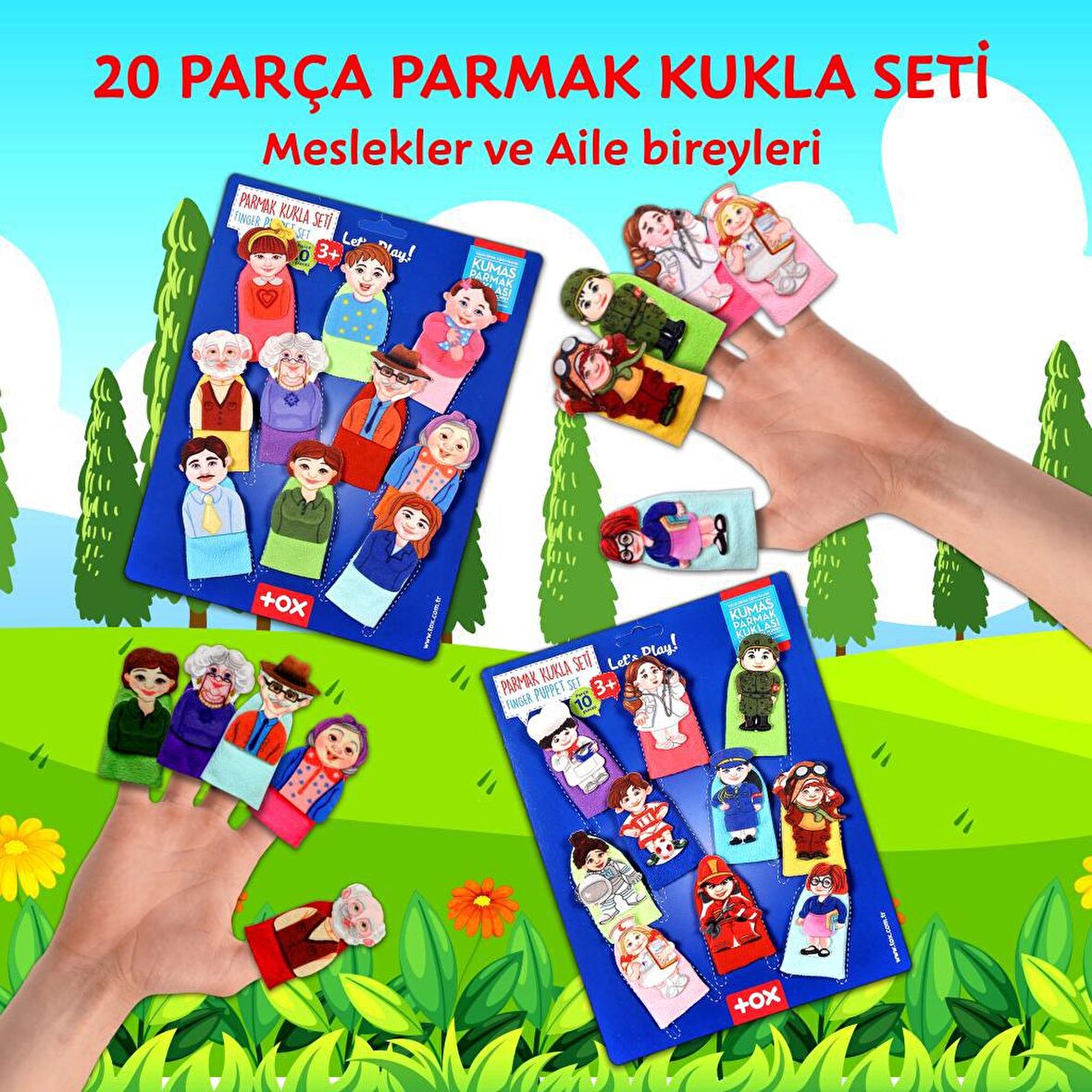 2 Set - 20 Parça Tox Meslekler ve Aile Üyeleri 20 Parça Parmak Kukla T75-2 T76-2