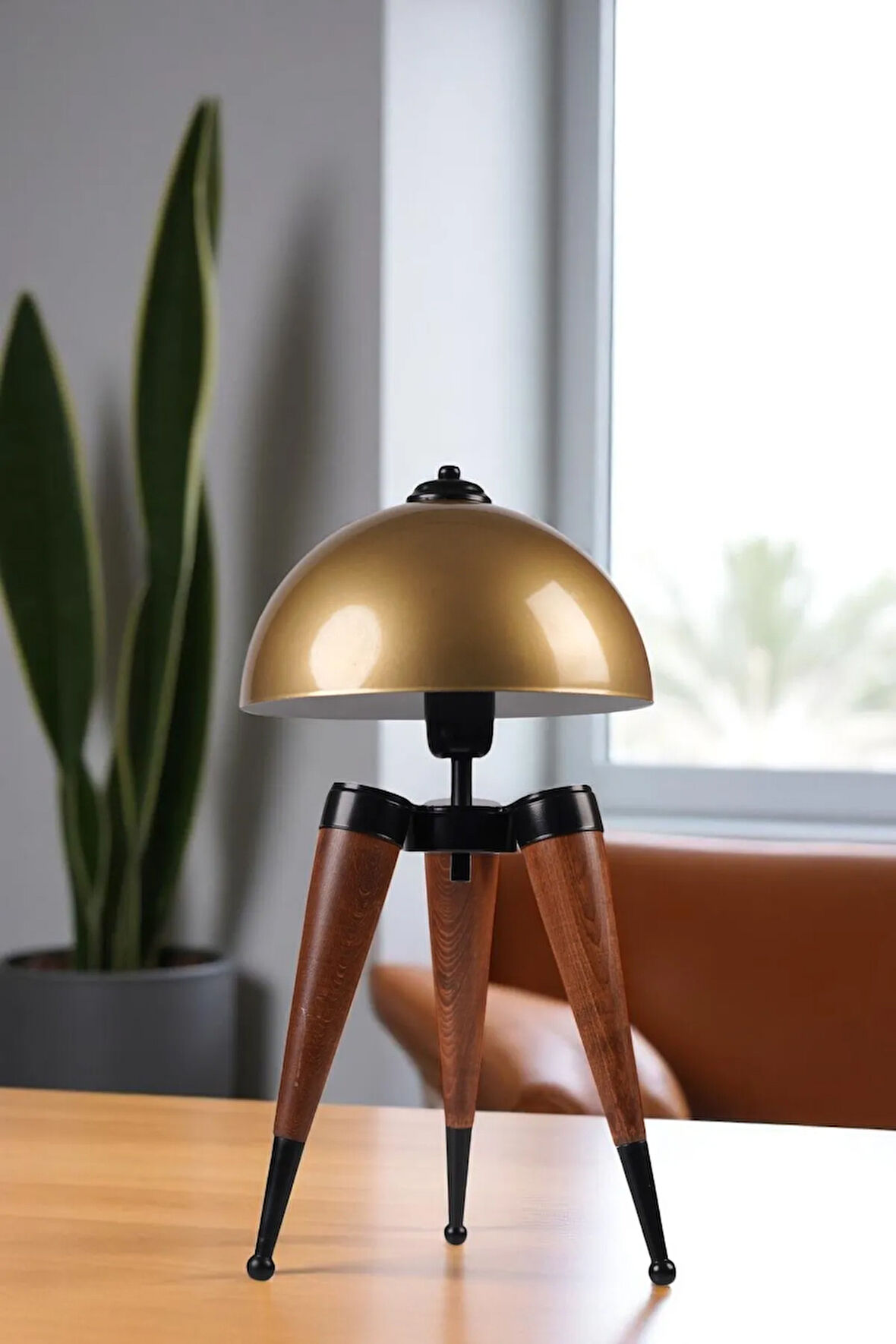 STİL CEVİZ ESKİTME RETRO BAŞLIKLI MASA LAMBASI