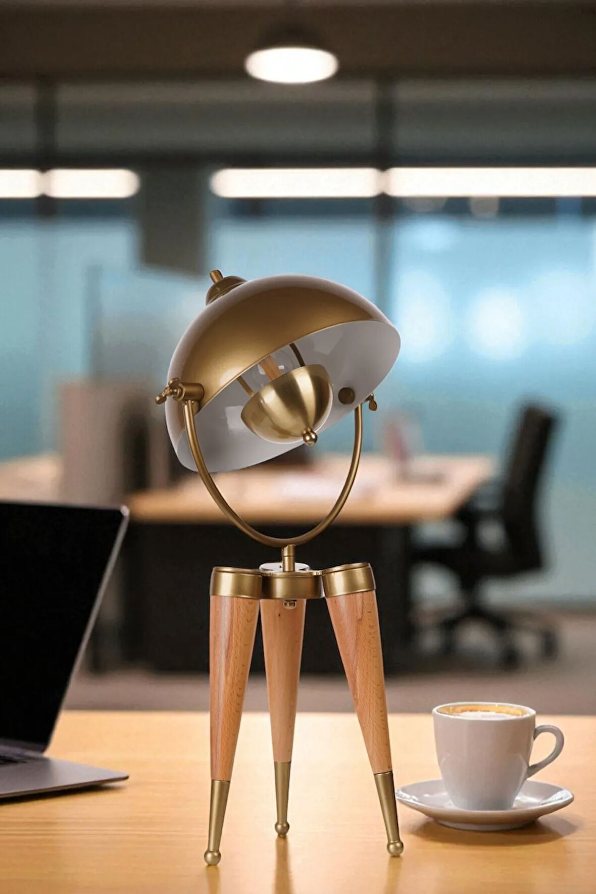 YENİ STİL NATUREL SİYAH RETRO BAŞLIKLI MASA LAMBASI