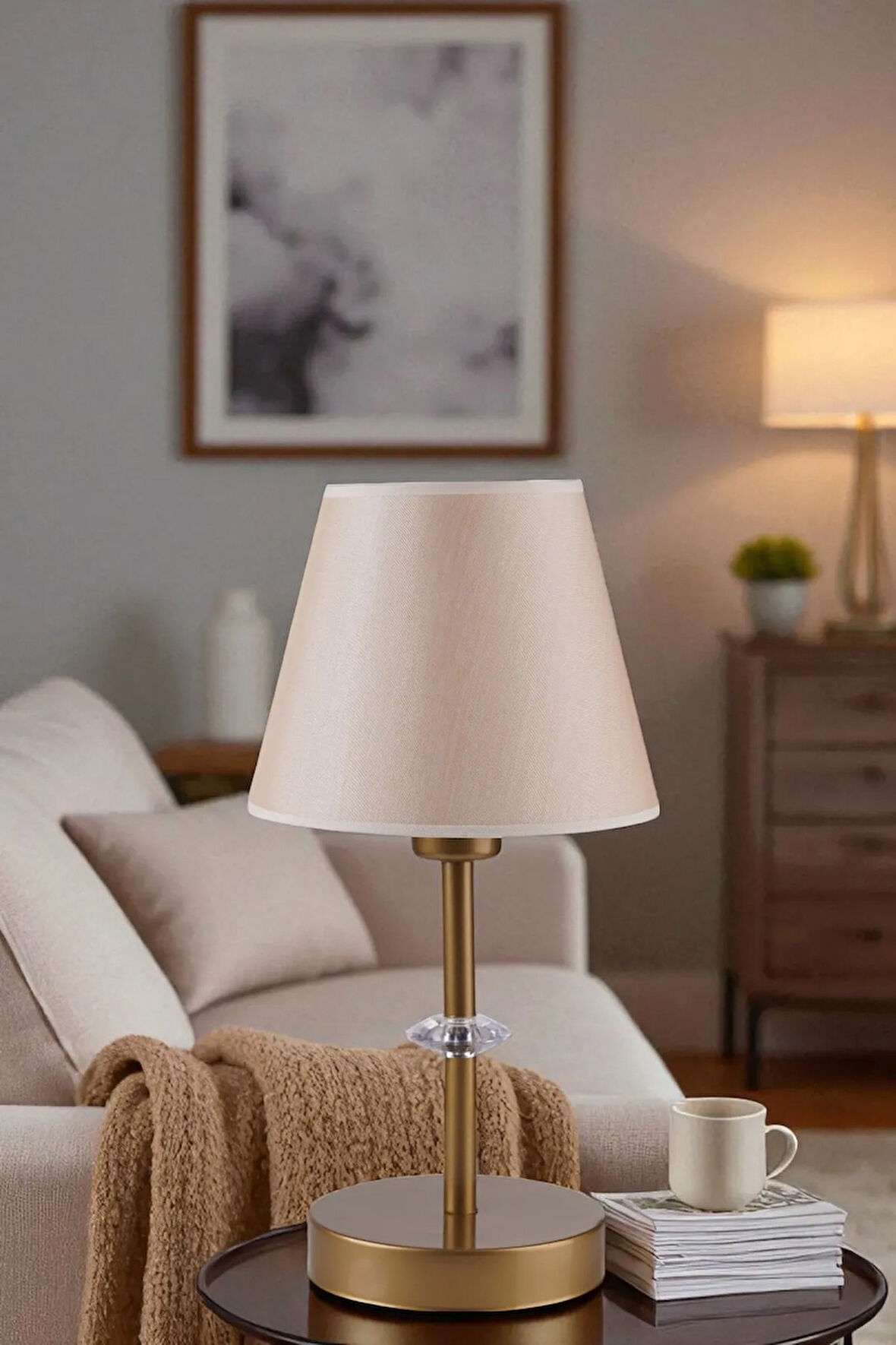 ÜSKÜP ESKİTME AÇIK HASIR ABAJURLU MASA LAMBASI