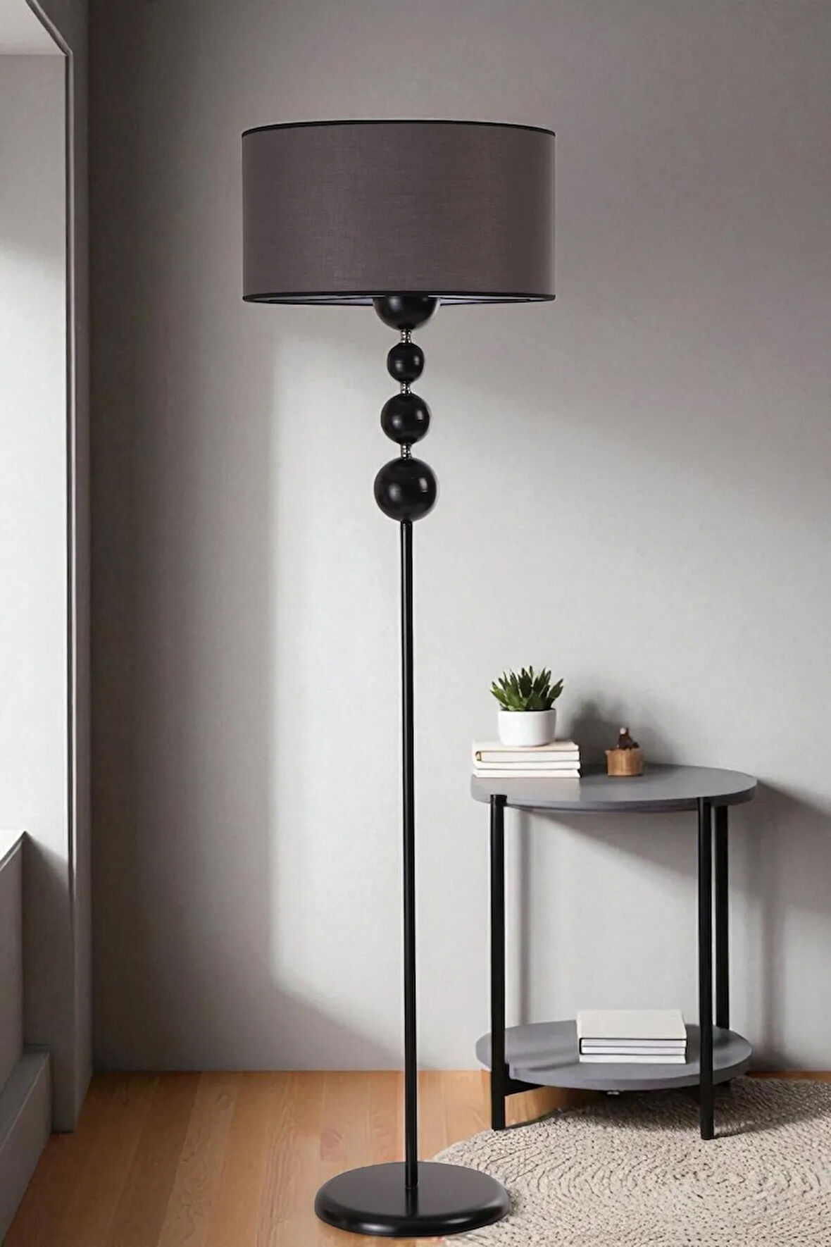 HAYAL SİYAH LAMBADER SİLİNDİR KOYU GRİ ABAJURLU