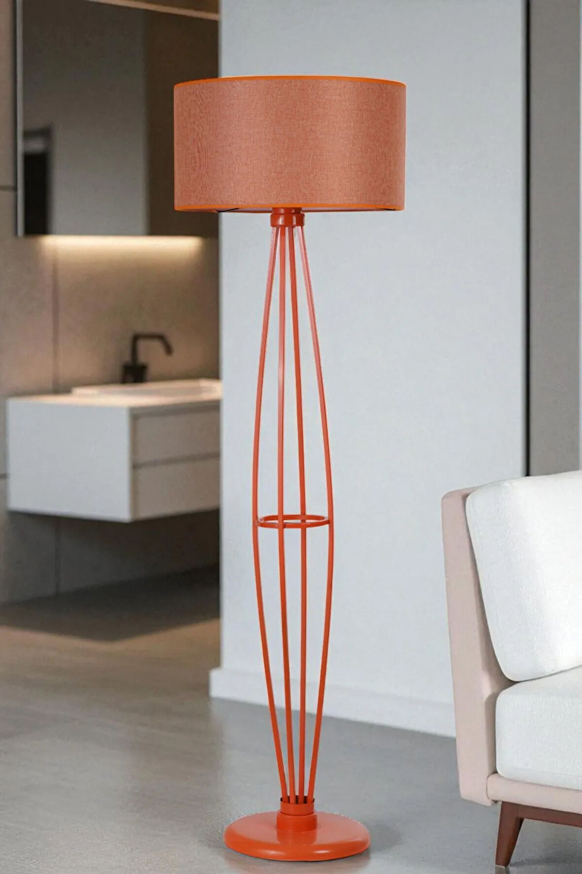 HEDAR TURUNCU LAMBADER SİLİNDİR HASIR TURUNCU ABAJURLU