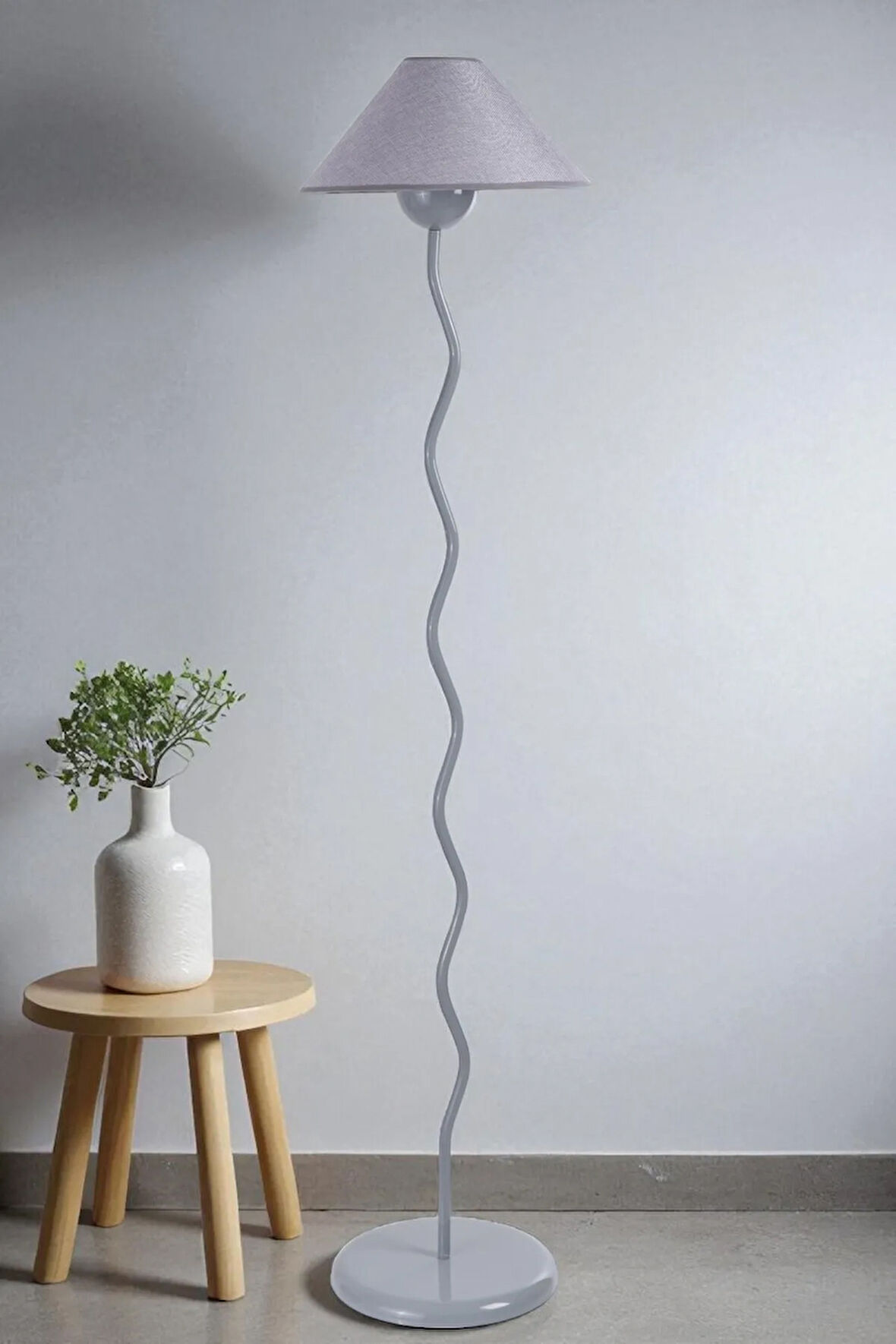 EVA GRİ LAMBADER HASIR GRİ ABAJURLU