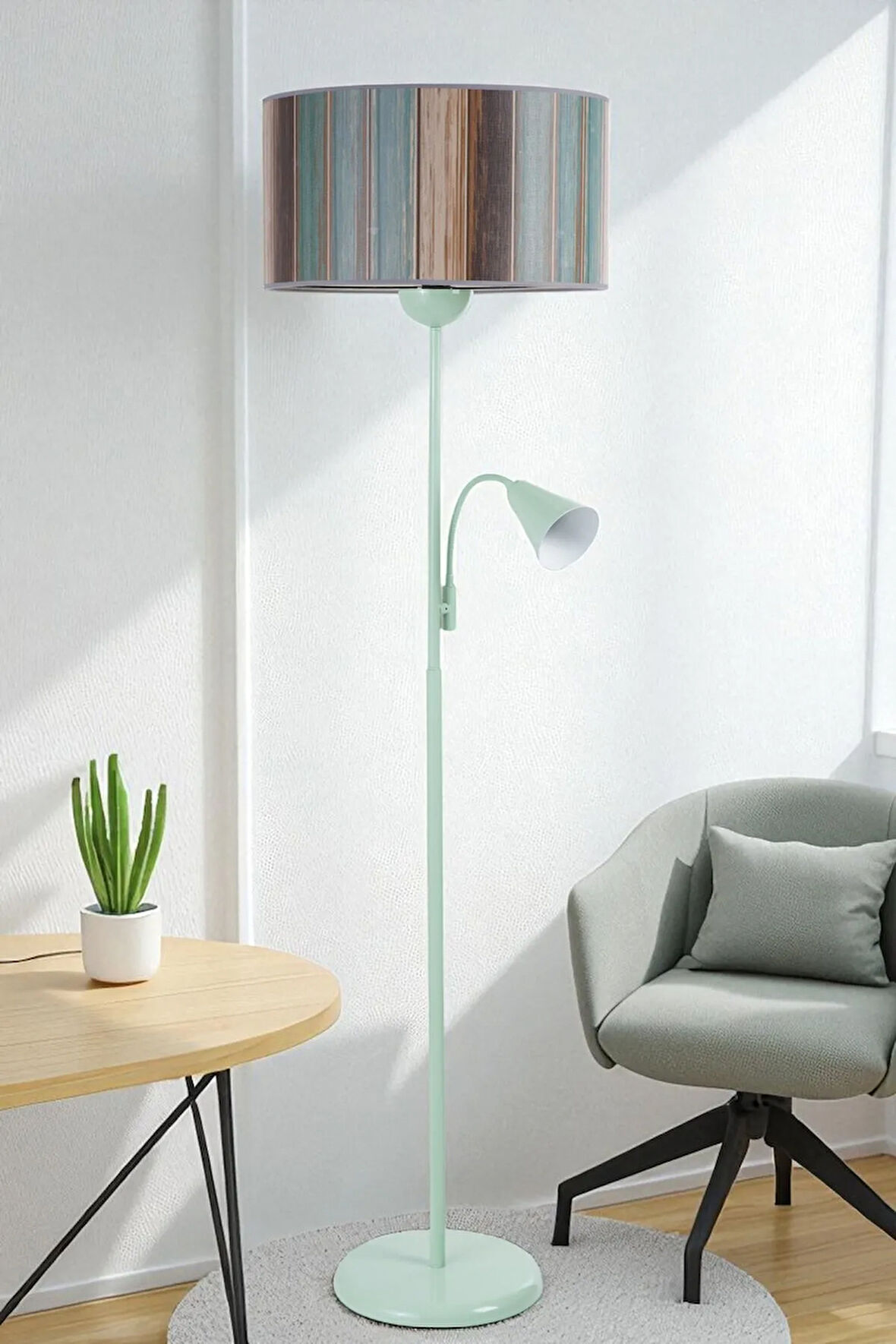 DEVİN YEŞİL LAMBADER SİLİNDİR RENKLİ ABAJURLU