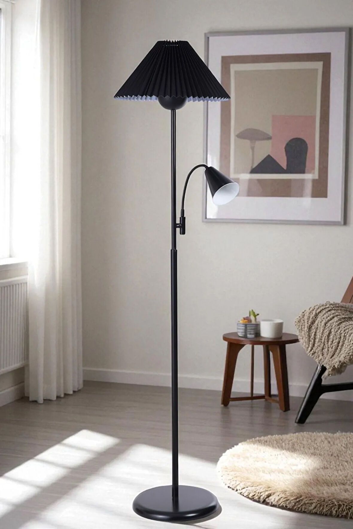 DEVİN SİYAH LAMBADER PİLELİ SİYAH ABAJURLU