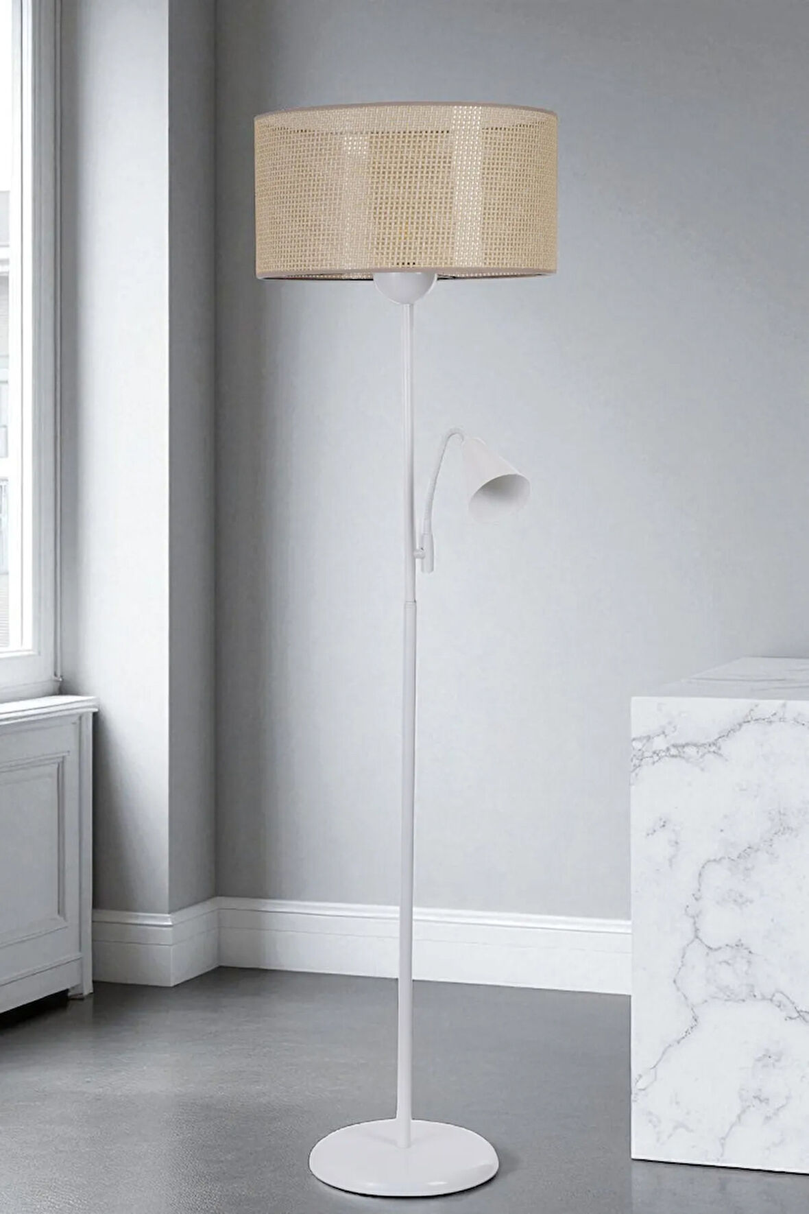 DEVİN BEYAZ LAMBADER SİLİNDİR PETEK ABAJURLU