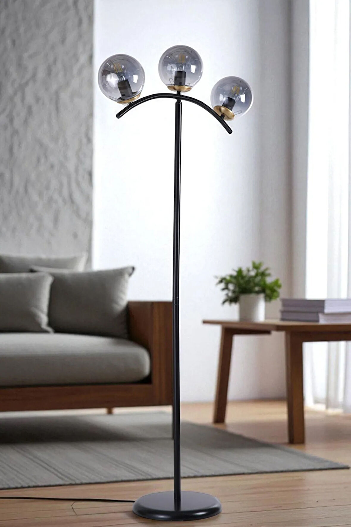 VELVET 3 LÜ SİYAH LAMBADER FÜME CAMLI