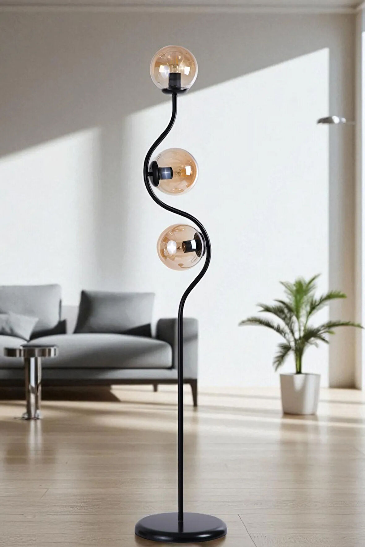 TURAN 3 LÜ SİYAH LAMABDER BAL CAMLI