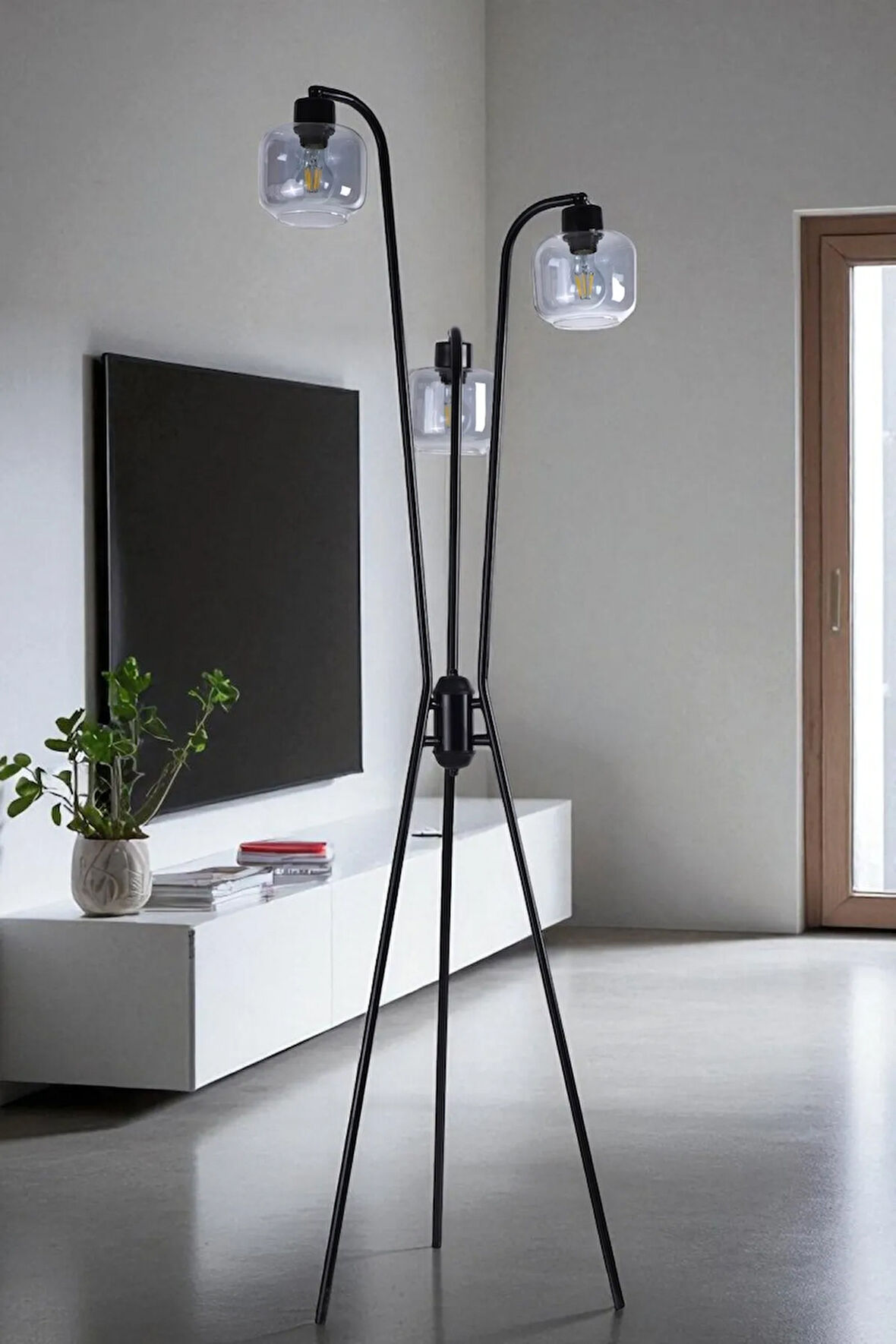 YENİ AKASYA 3 LÜ SİYAH LAMBADER FÜME CAMLI