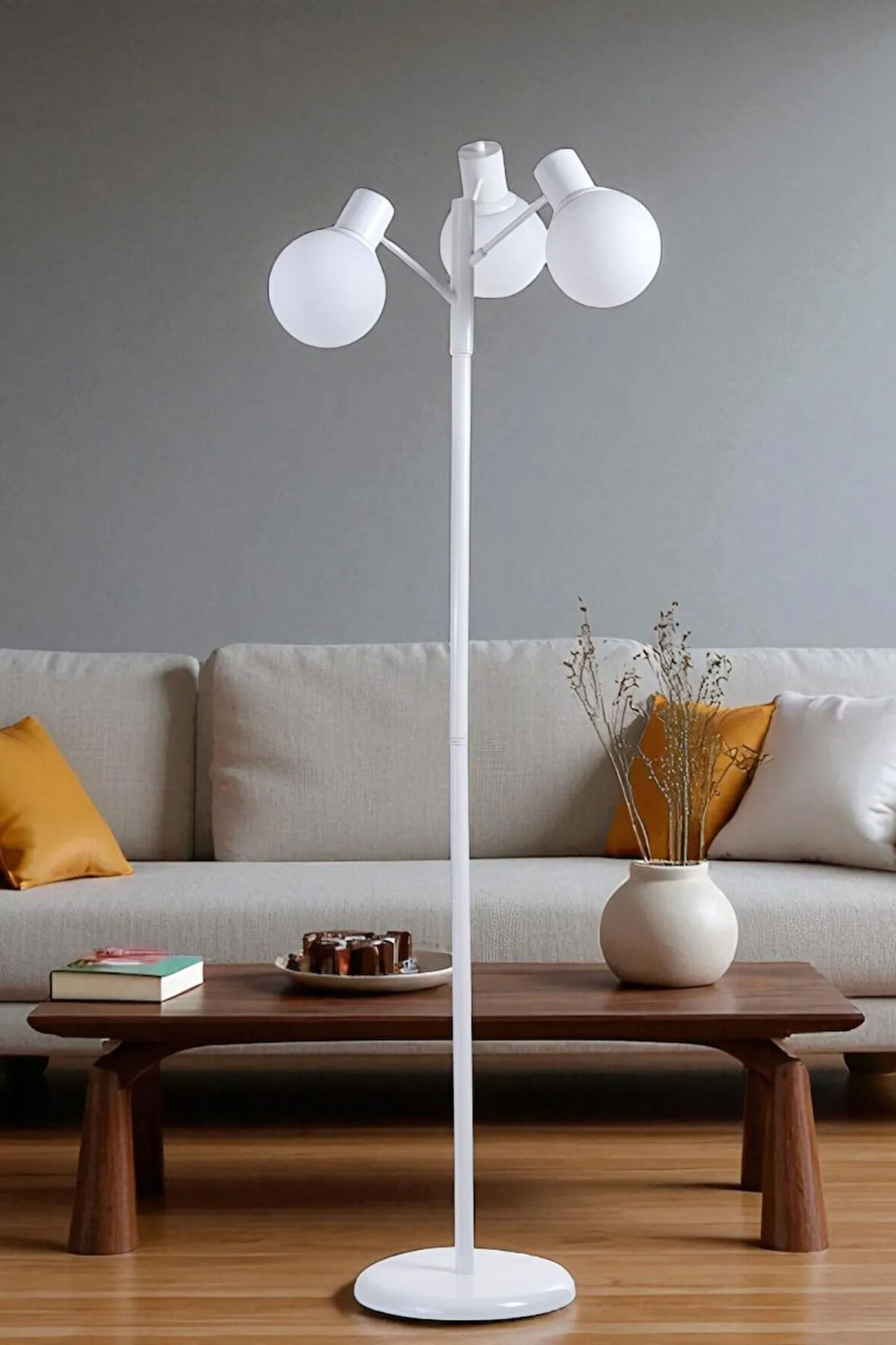 SAFİR 3 LÜ BEYAZ LAMBADER BEYAZ CAMLI