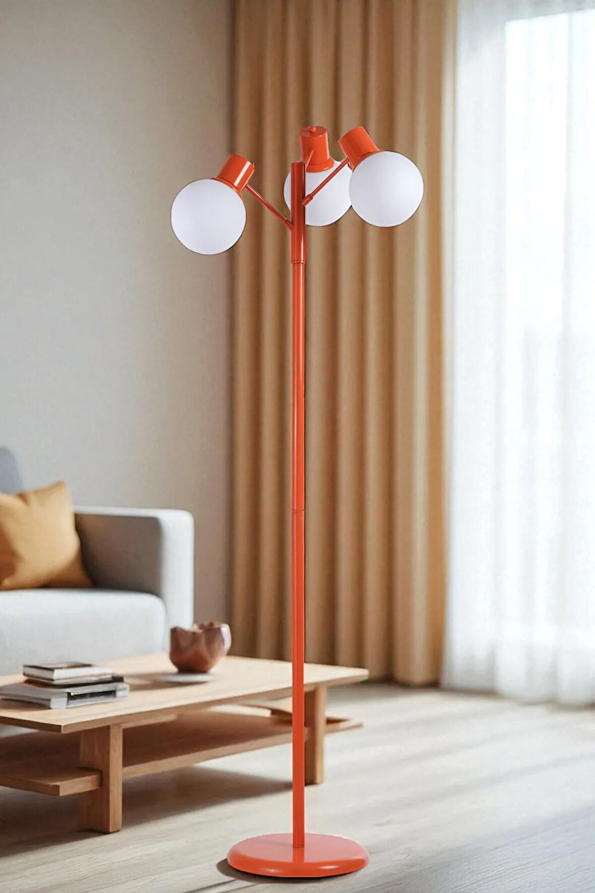 SAFİR 3 LÜ TURUNCU LAMBADER BEYAZ CAMLI