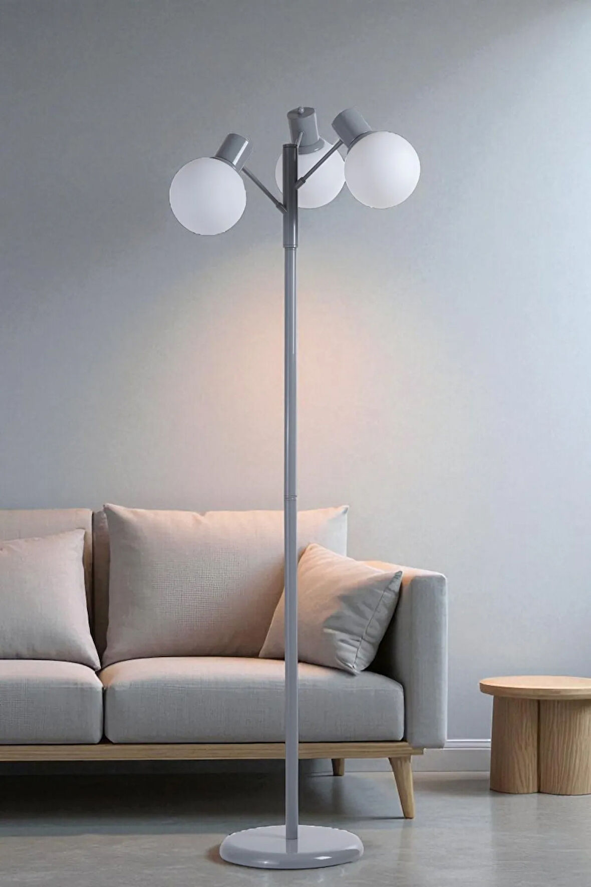 SAFİR 3 LÜ GRİ LAMBADER BEYAZ CAMLI