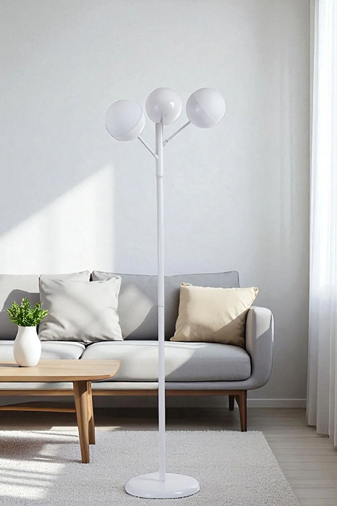 KÜRE 3 LÜ BEYAZ LAMBADER BEYAZ CAMLI