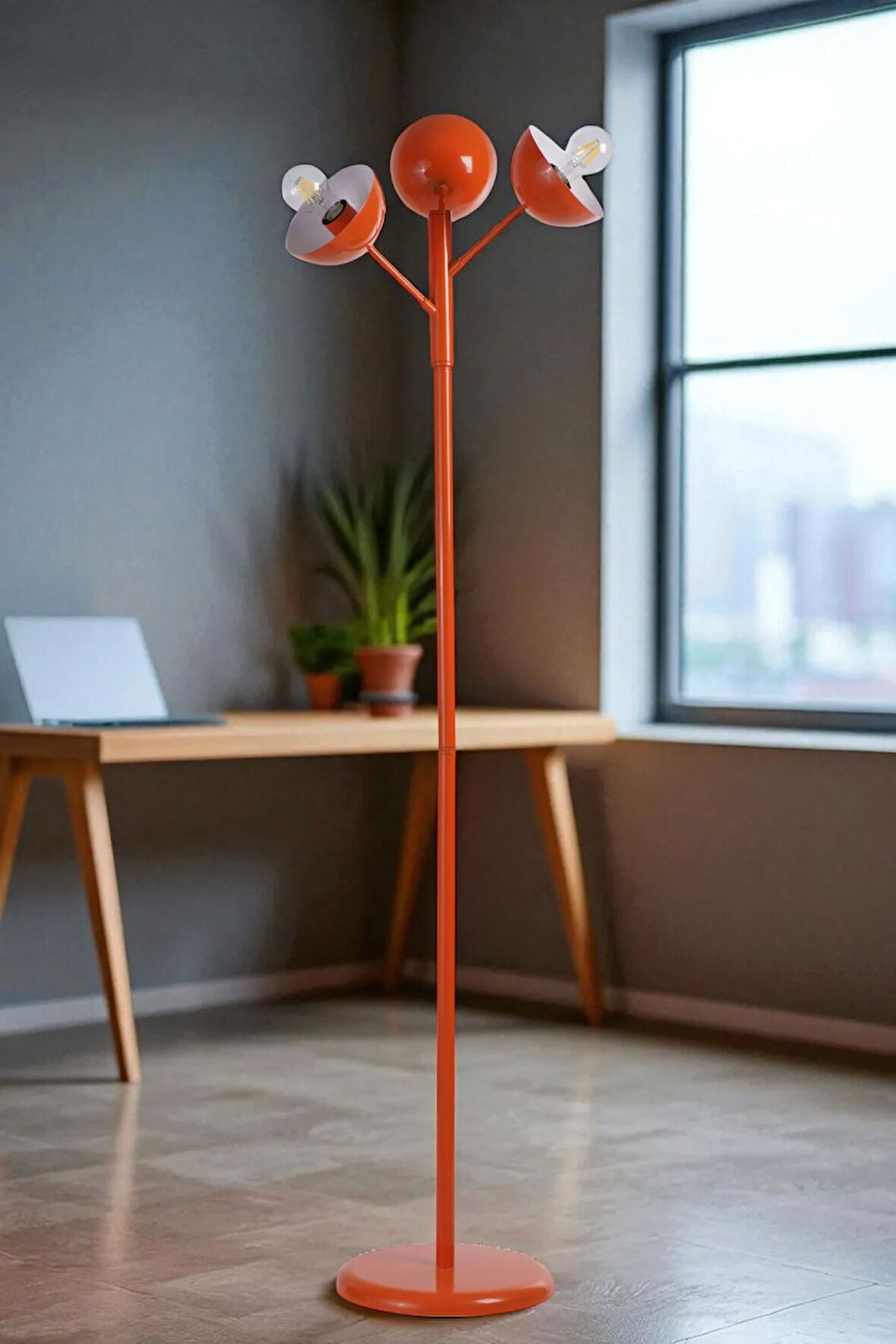 KÜRE 3 LÜ TURUNCU LAMBADER METAL BAŞLIKLI