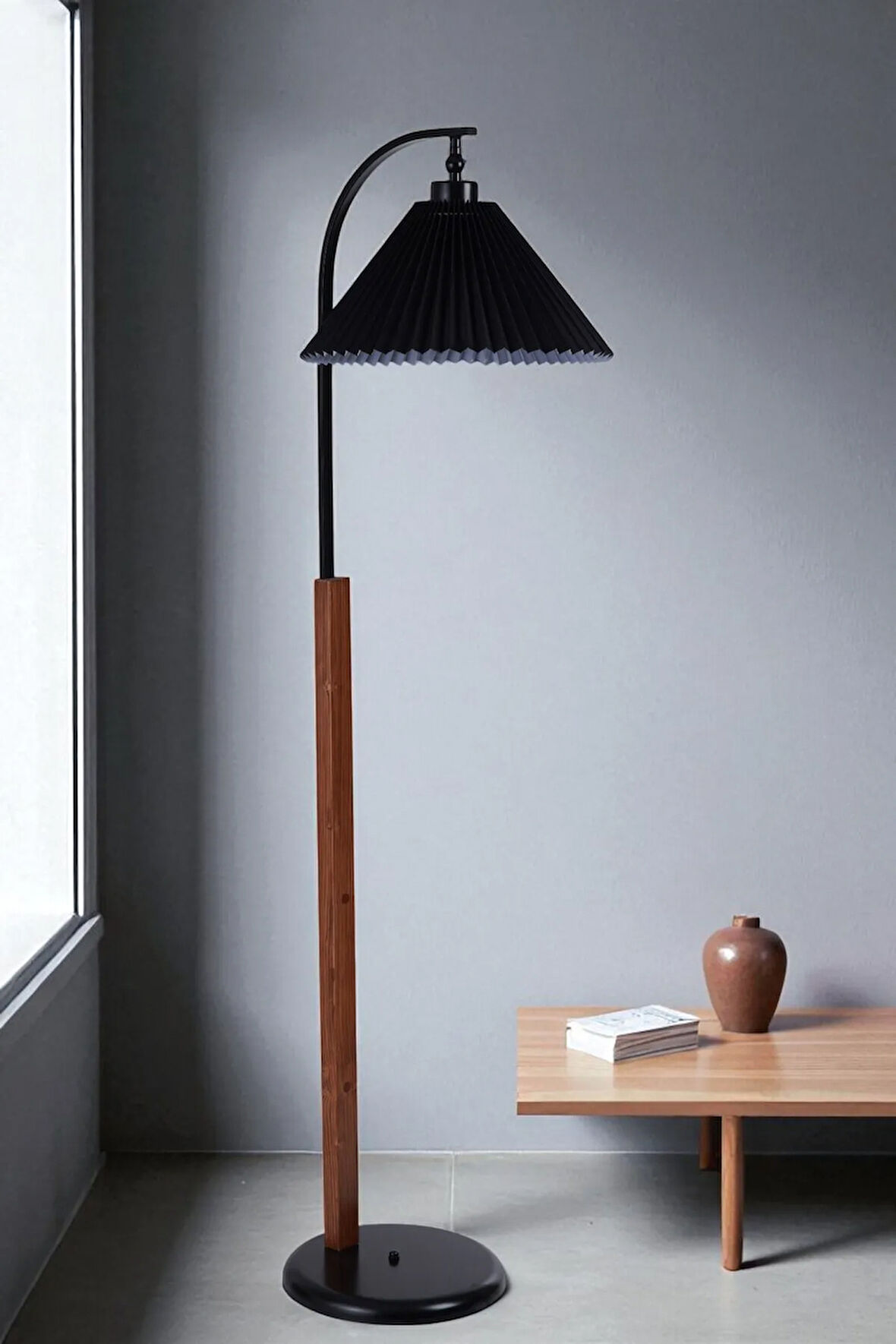 BUKE CEVİZ LAMBADER PİLELİ SİYAH ABAJURLU