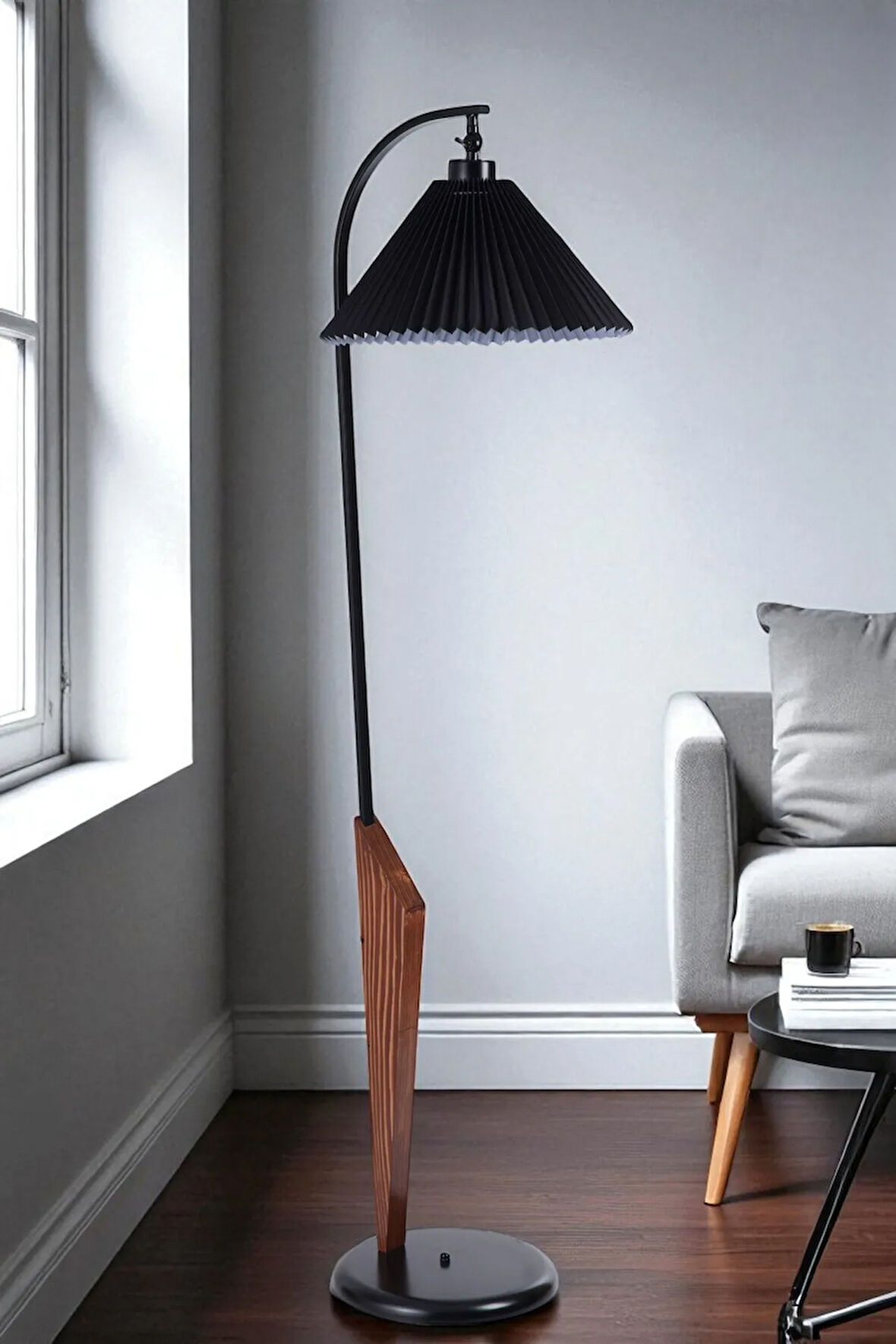 AKTAN CEVİZ LAMBADER PİLELİ SİYAH ABAJURLU