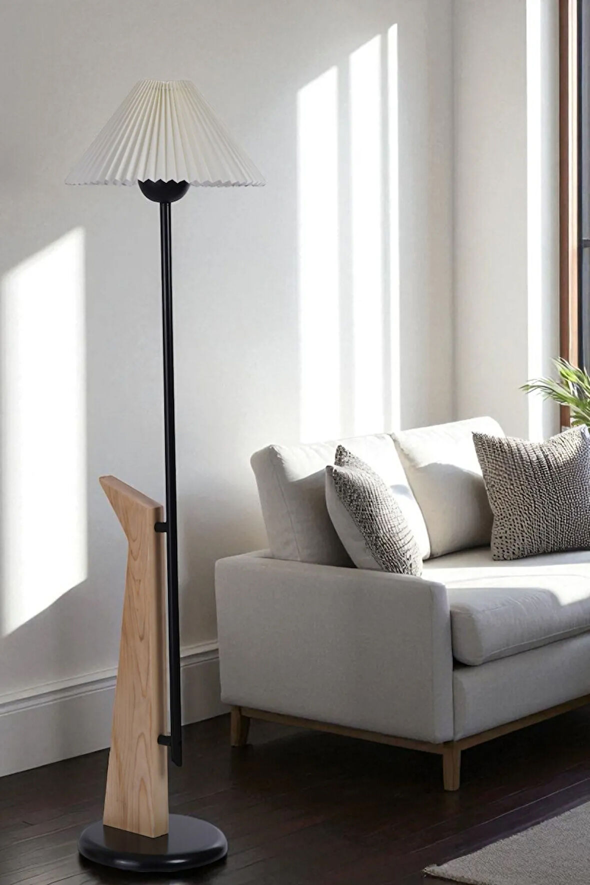 BERZAN NATUREL LAMBADER PİLELİ KREM ABAJURLU