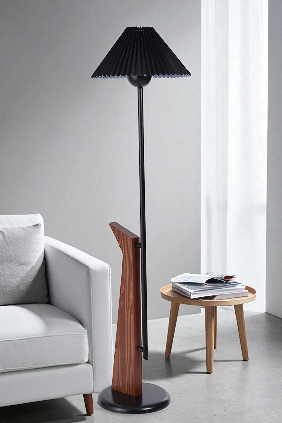 BERZAN CEVİZ LAMBADER PİLELİ SİYAH ABAJURLU