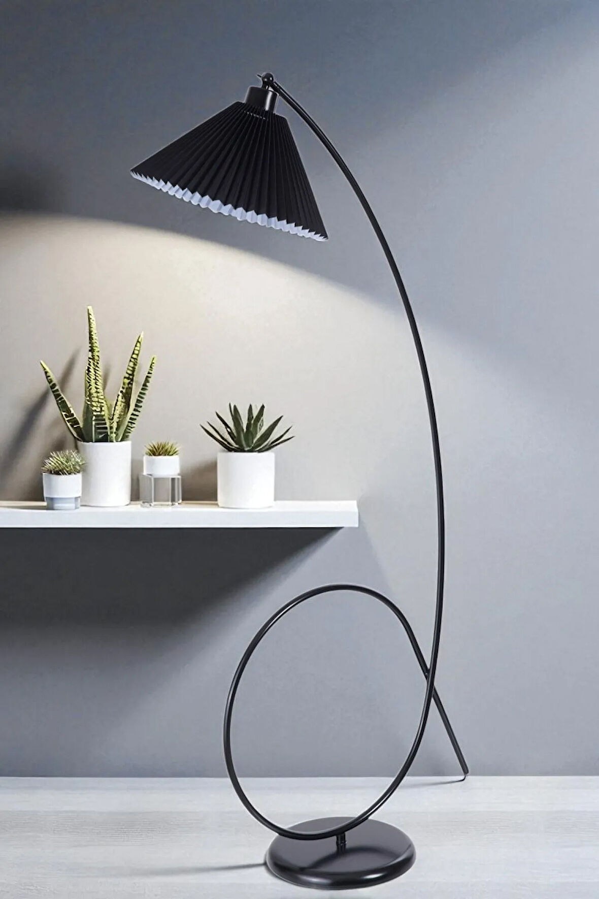 KAYA SİYAH LAMBADER PİLELİ SİYAH ABAJURLU