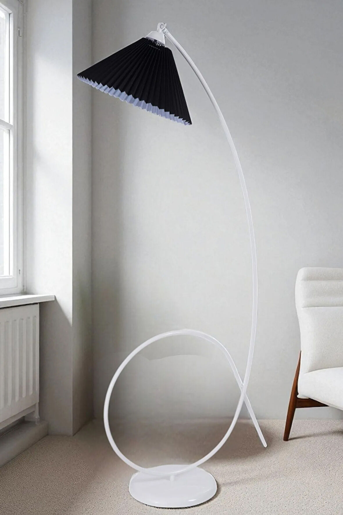 KAYA BEYAZ LAMBADER PİLELİ SİYAH ABAJURLU