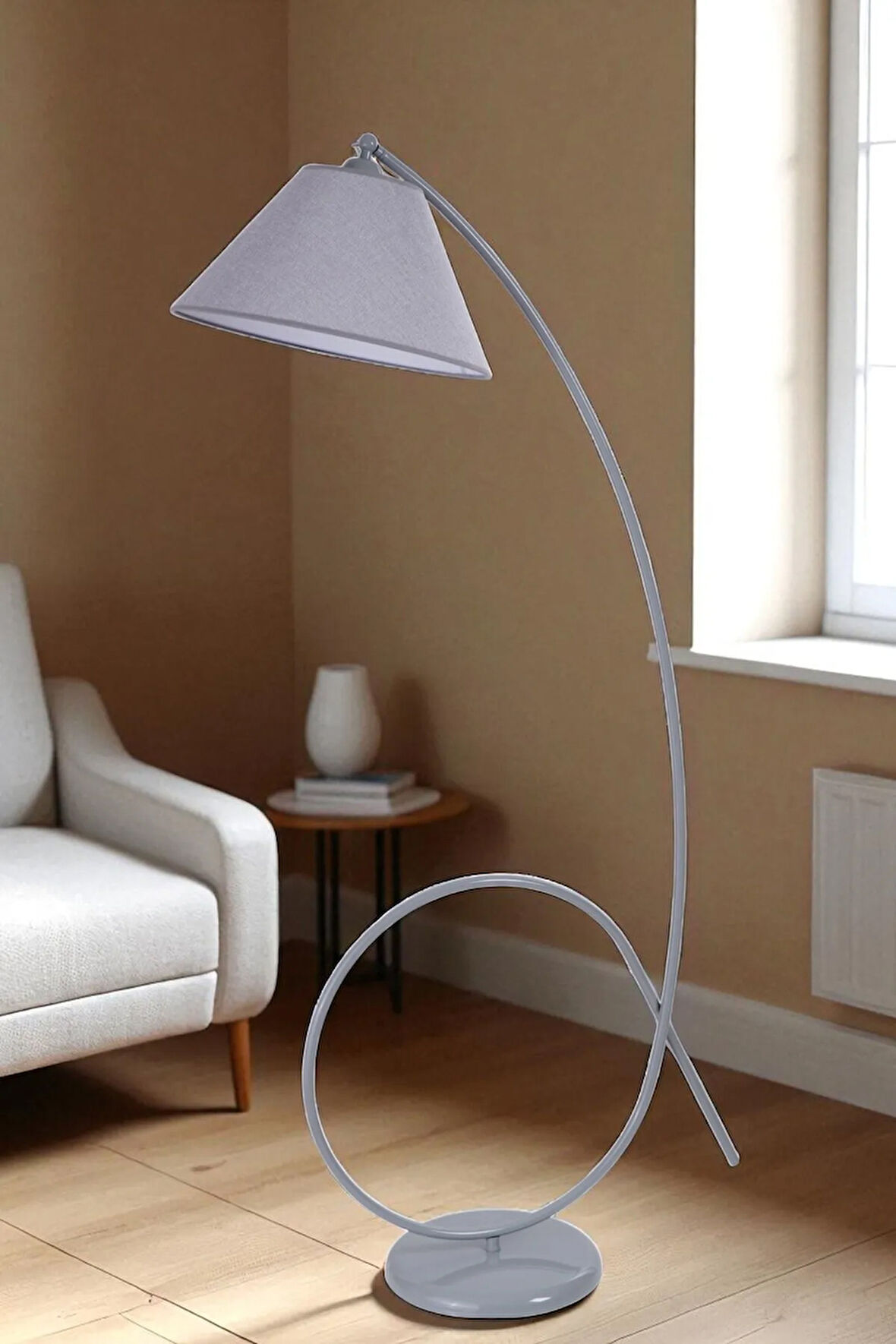 KAYA GRİ LAMBADER PRAMİT HASIR GRİ ABAJURLU