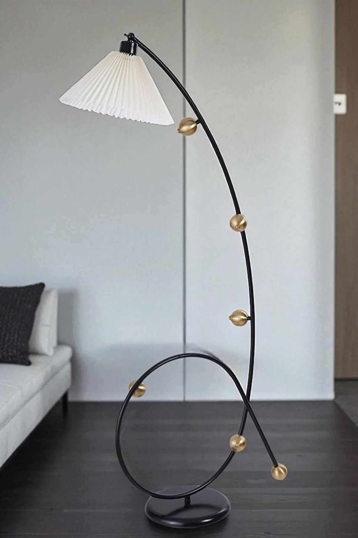 YEKTA SİYAH LAMBADER PİLELİ KREM ABAJURLU