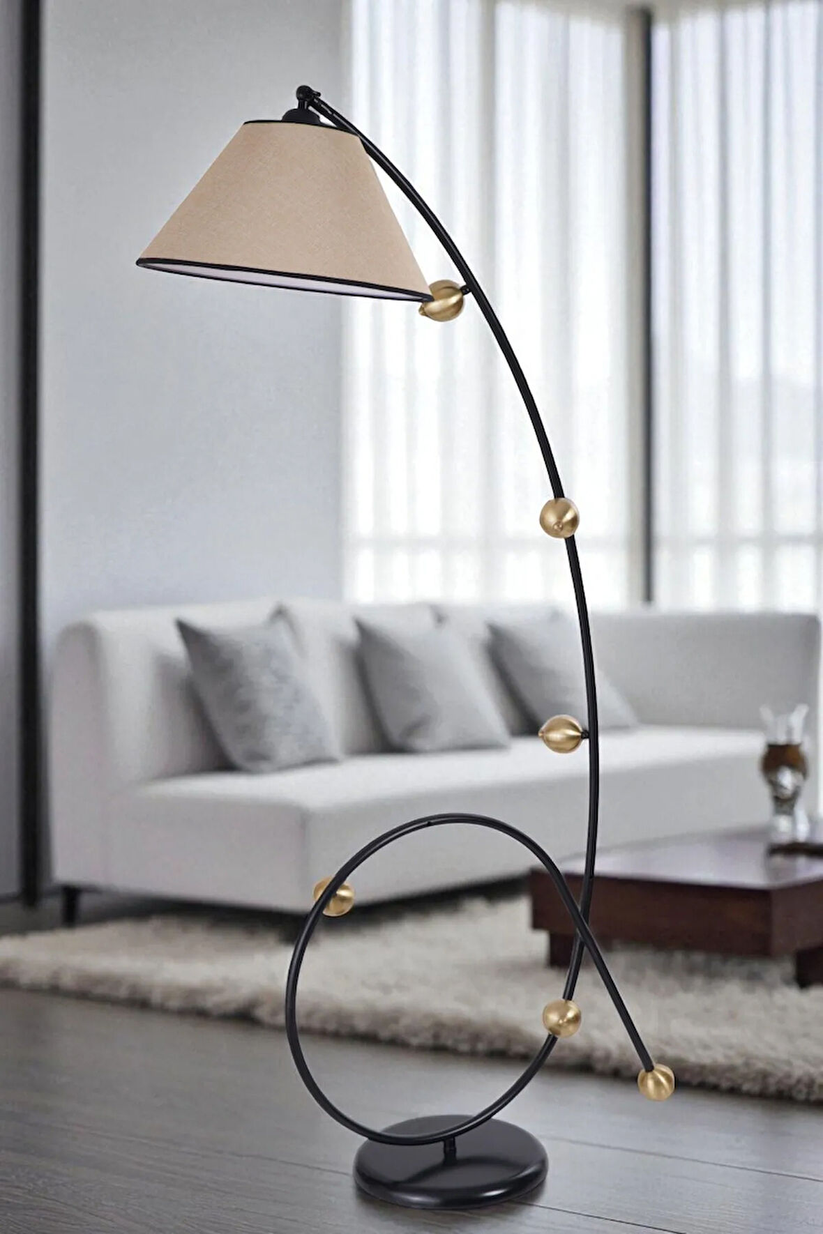 YEKTA SİYAH LAMBADER PRAMİT HASIR ABAJURLU