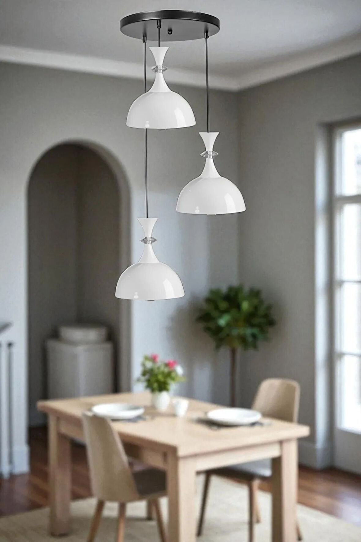 AKAY 3 LÜ TEPSİLİ BEYAZ SARKIT