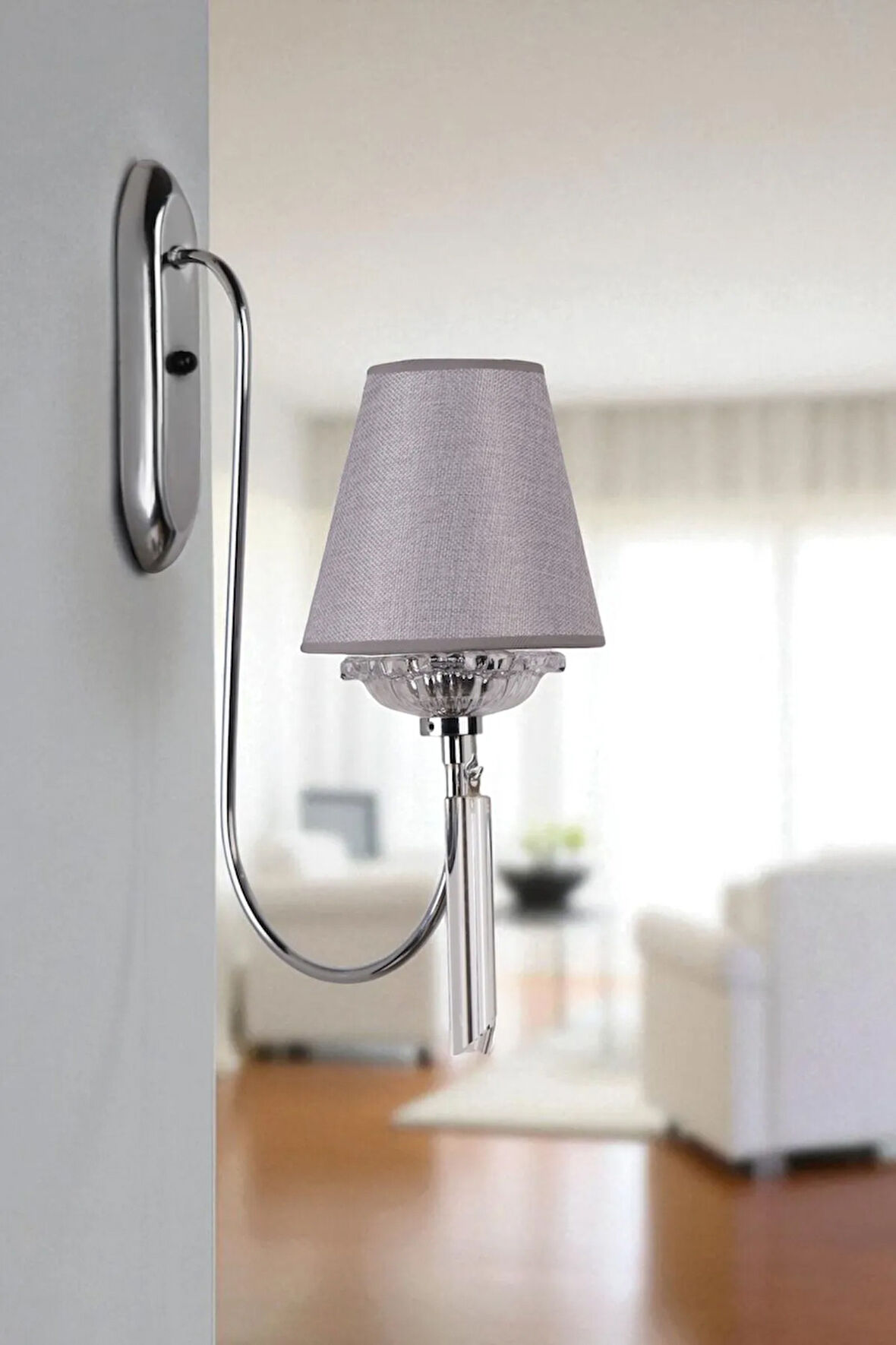 KONTES KROM HASIR GRİ ABAJURLU APLİK