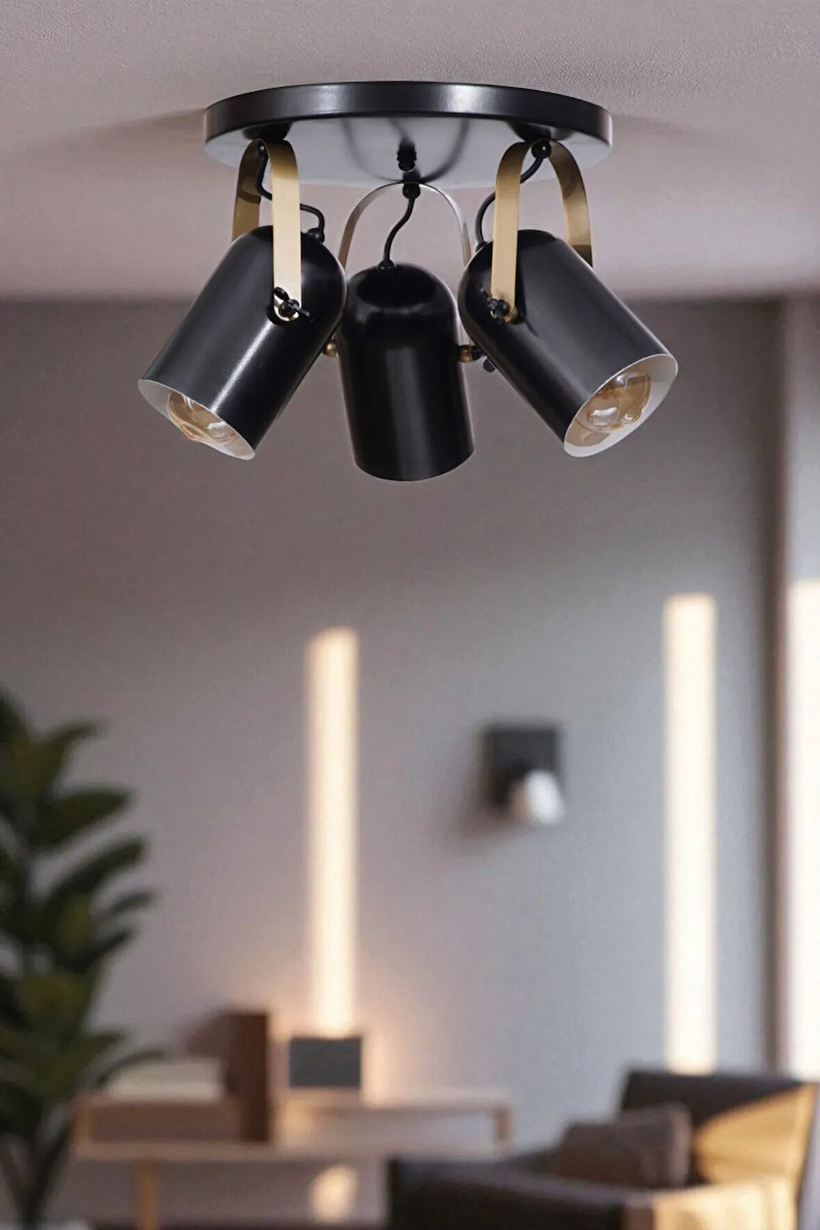 LONDON 3 LÜ TEPSİLİ SİYAH PLAFONYER AVİZE