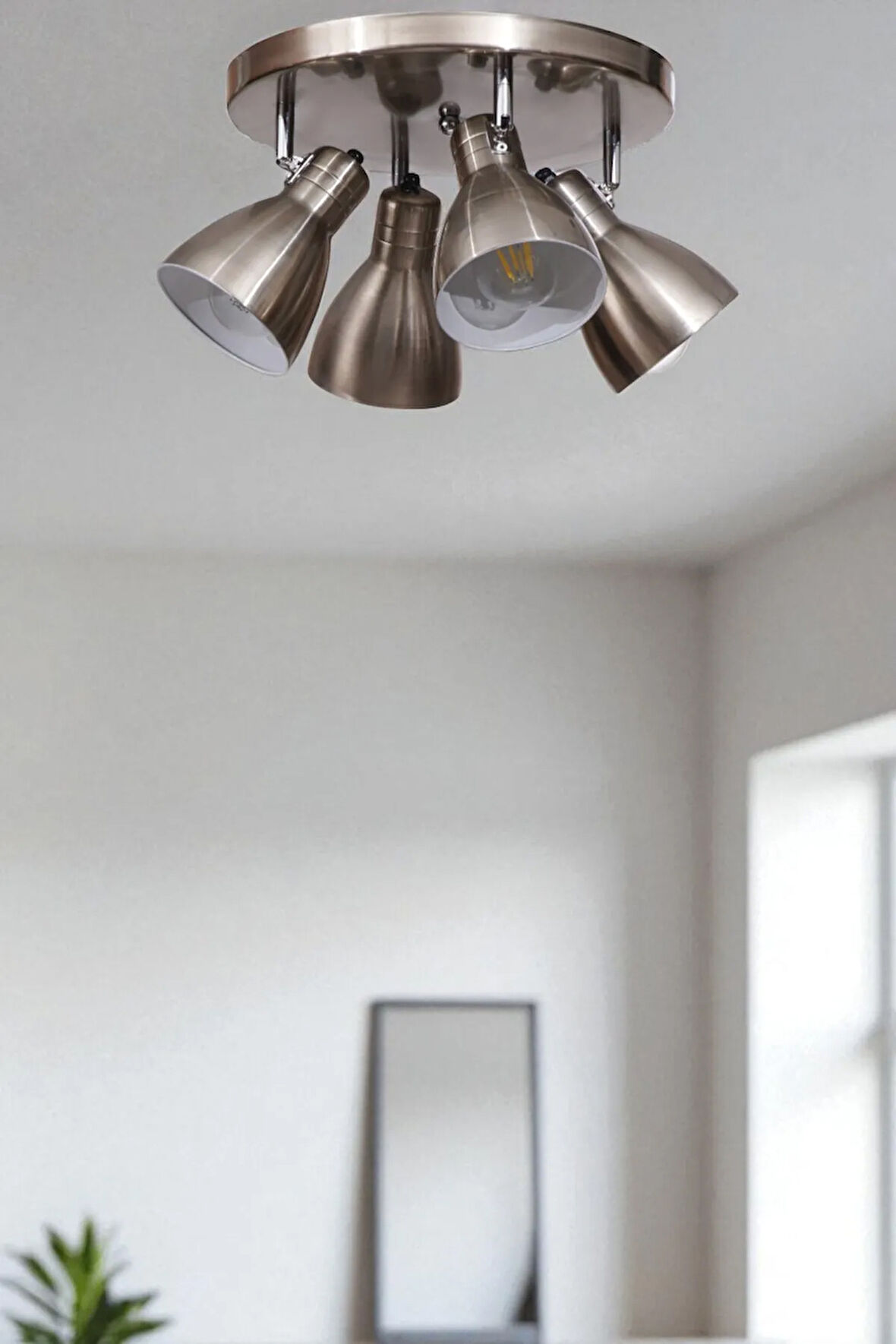 OTİS 4 LÜ TEPSİLİ MAT KROM PLAFONYER AVİZE