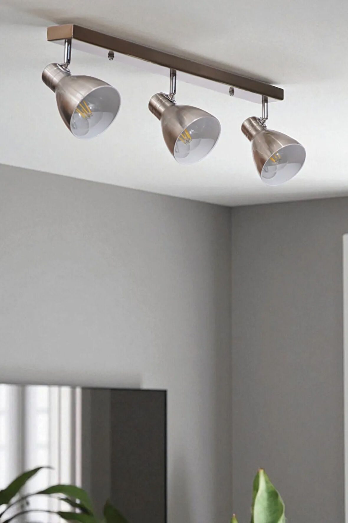 OTİS 3 LÜ SIRALI MAT KROM PLAFONYER AVİZE