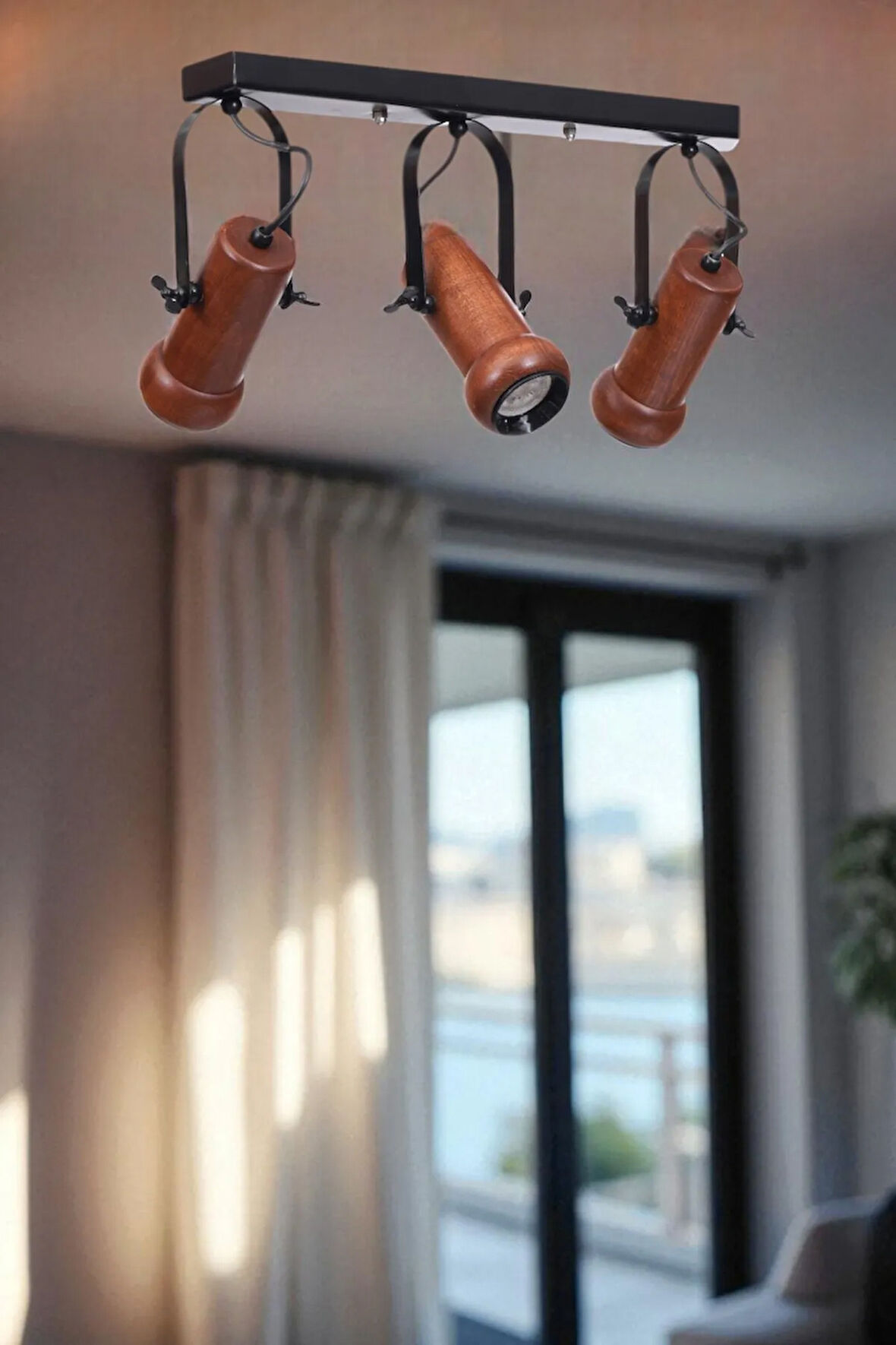 PASCAL 3 LÜ SIRALI CEVİZ PLAFONYER AVİZE