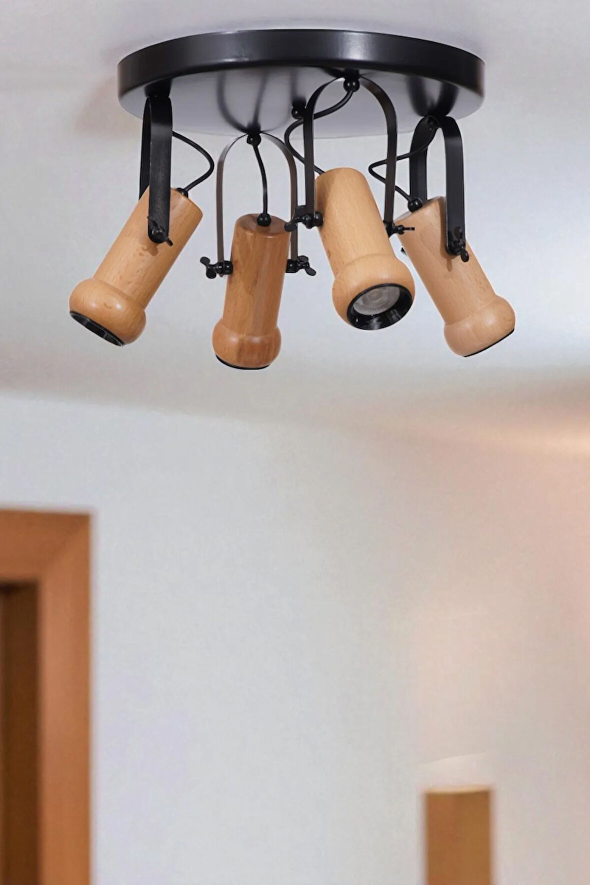 PASCAL 4 LÜ TEPSİLİ NATUREL PLAFONYER AVİZE