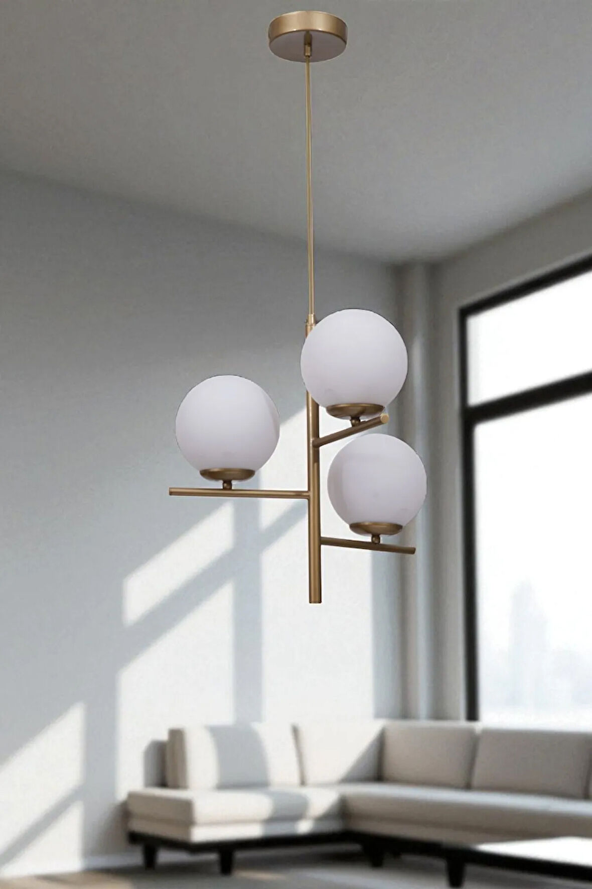 TERRA 3 LÜ ESKİTME BEYAZ CAMLI AVİZE