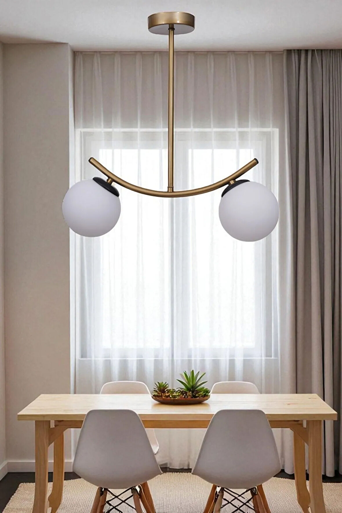 VELVET 2 Lİ ESKİTME BEYAZ CAMLI PLAFONYER AVİZE