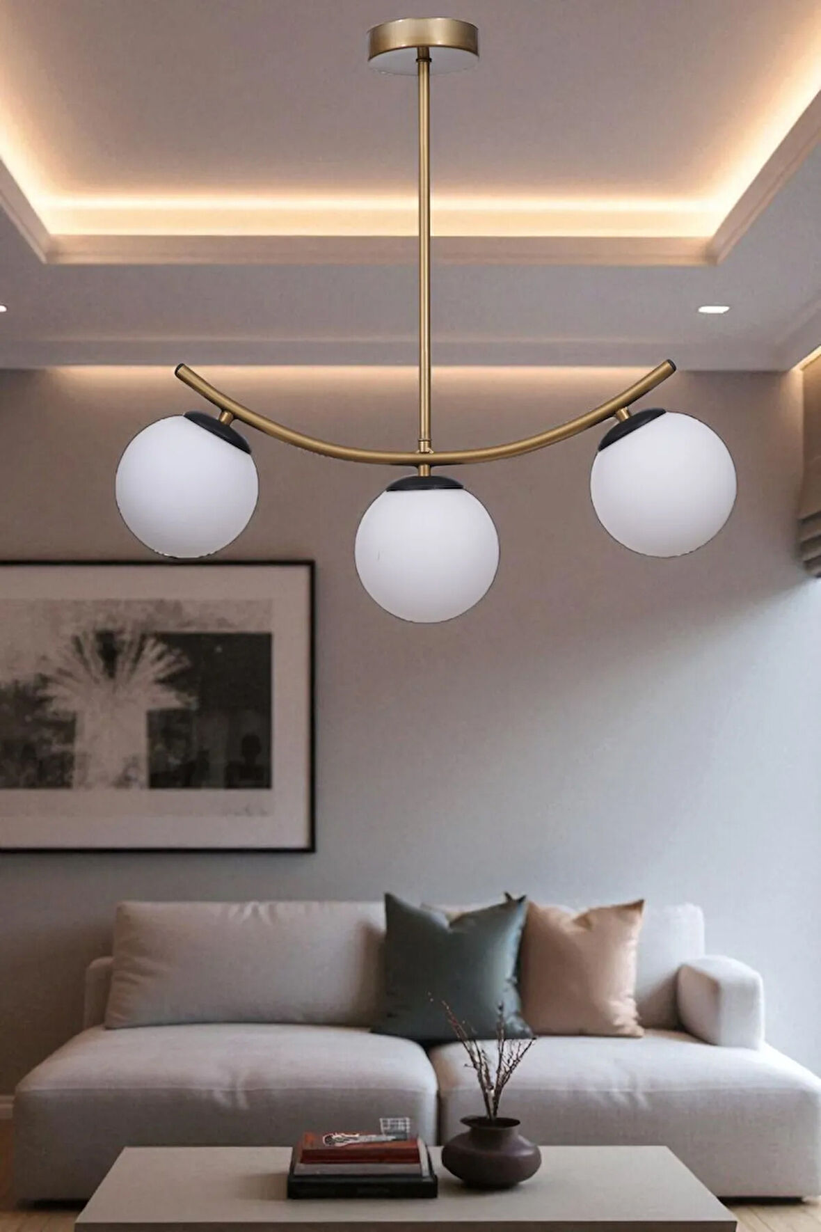 VELVET 3 LÜ ESKİTME BEYAZ CAMLI PLAFONYER AVİZE