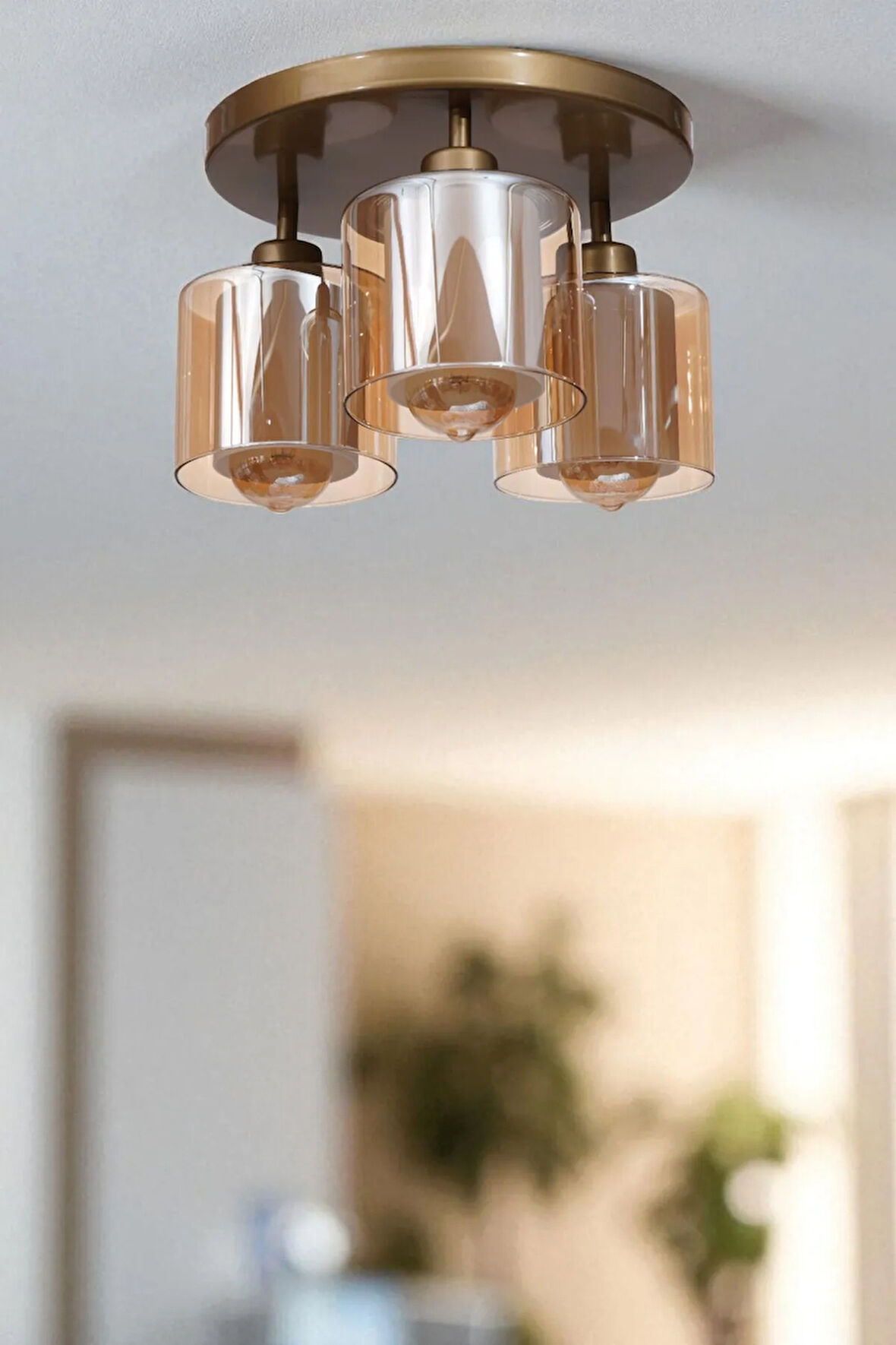 YENİ SAHRA 3 LÜ TEPSİLİ ESKİTME PLAFONYER AVİZE