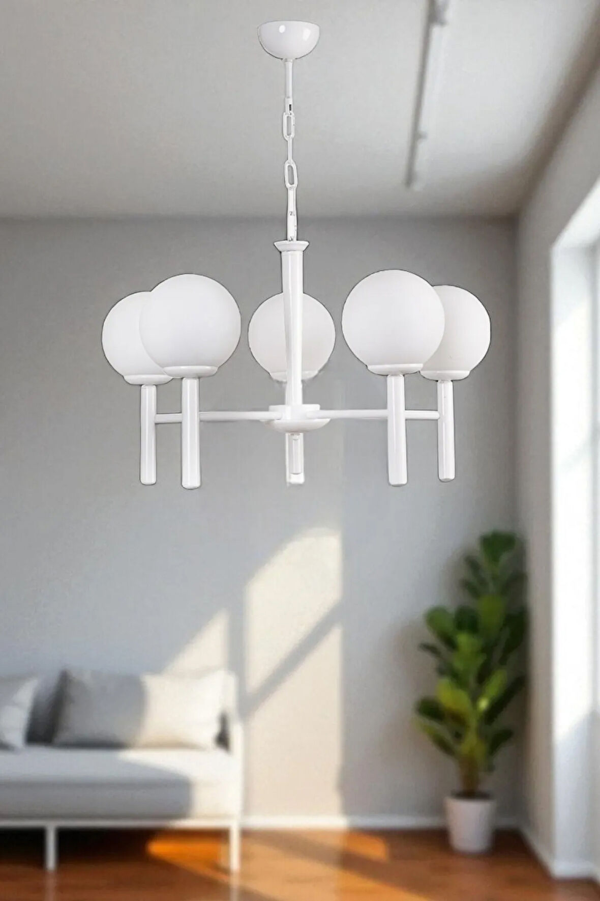 LUKE 5 Lİ BEYAZ CAMLI AVİZE